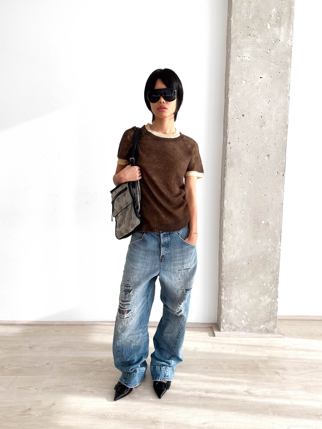 Alpaca Double Layer Short Sleeve Jumper