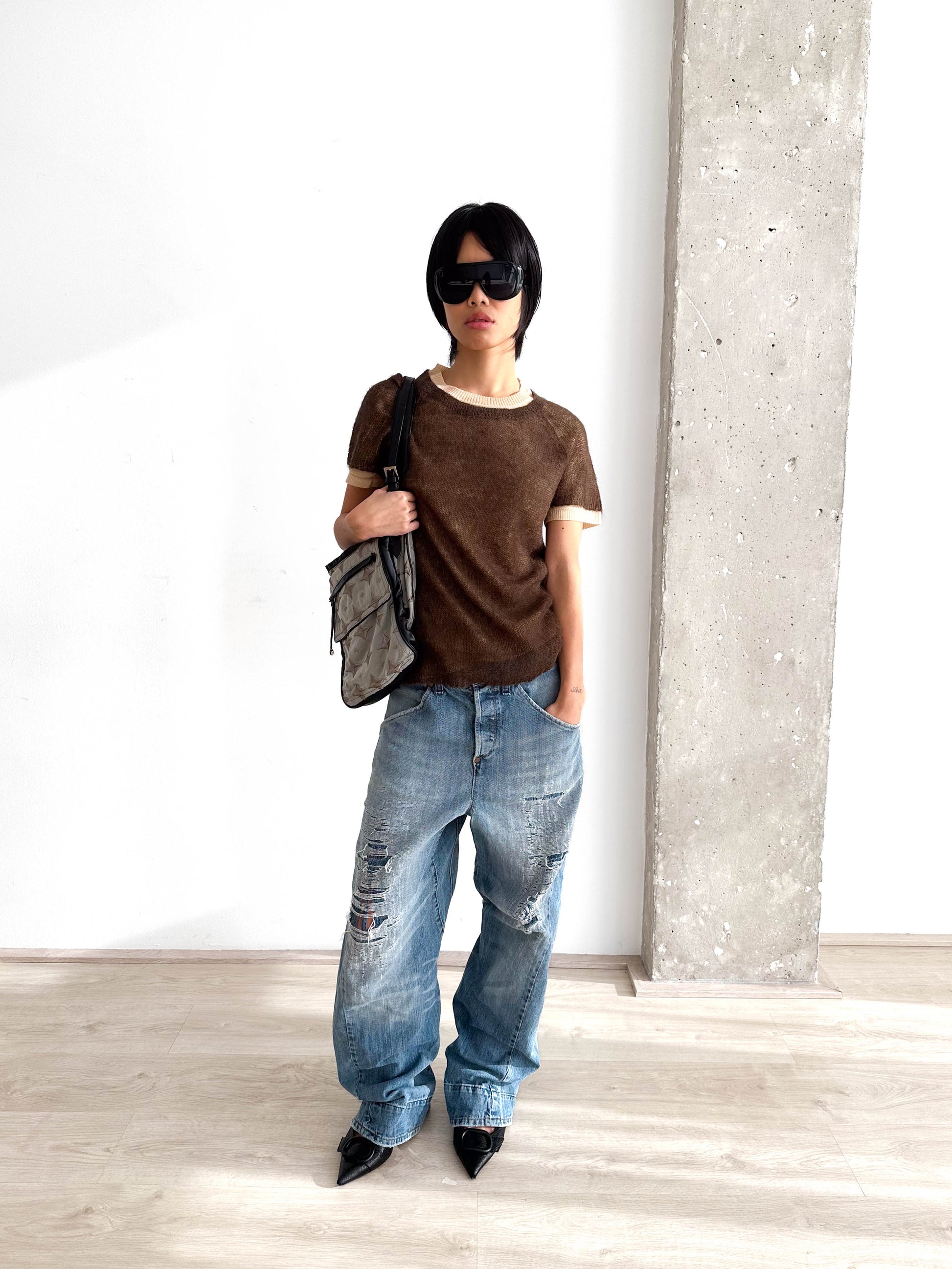 Alpaca Double Layer Short Sleeve Jumper