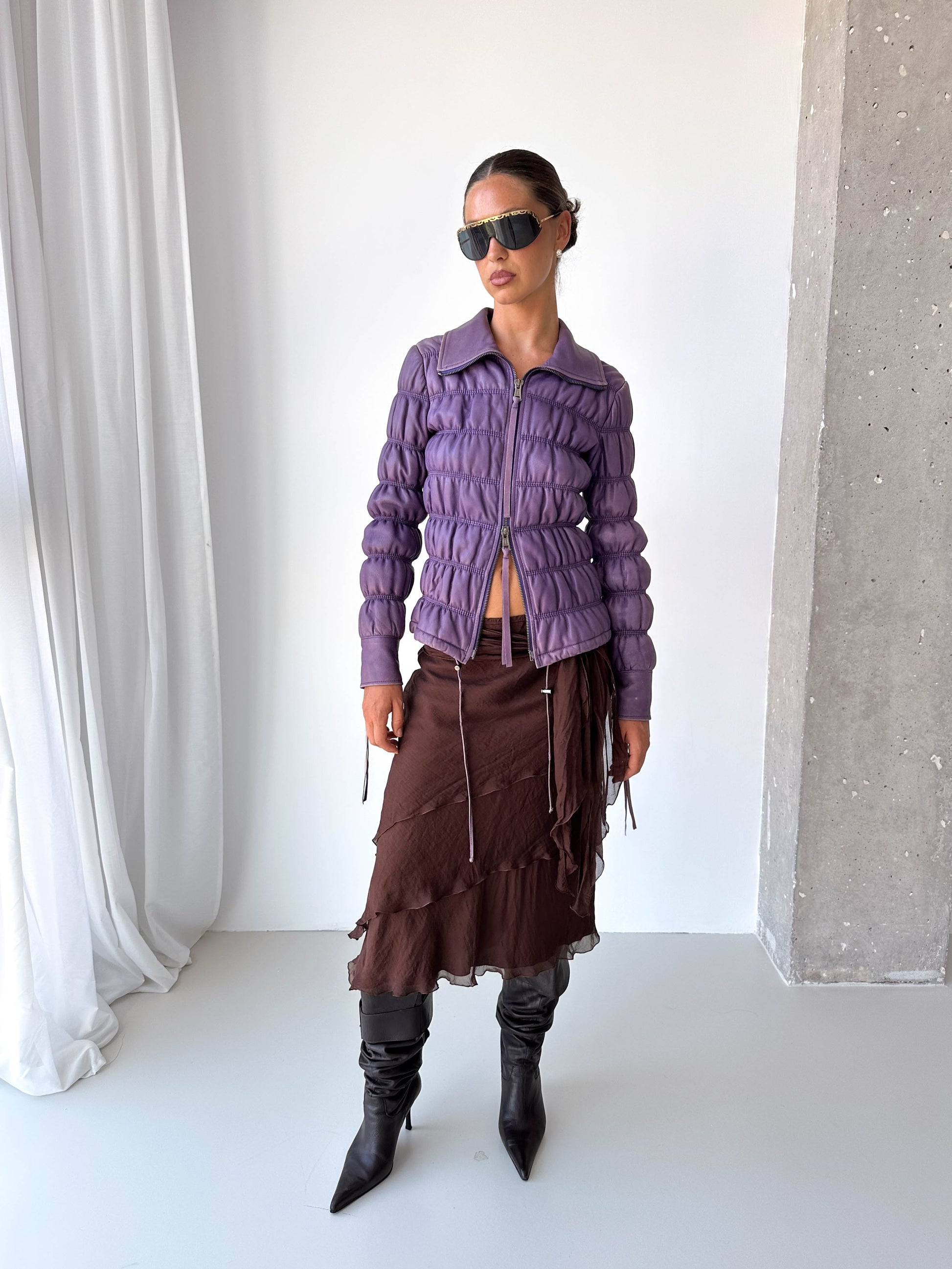 Armani Leather Ruched Jacket