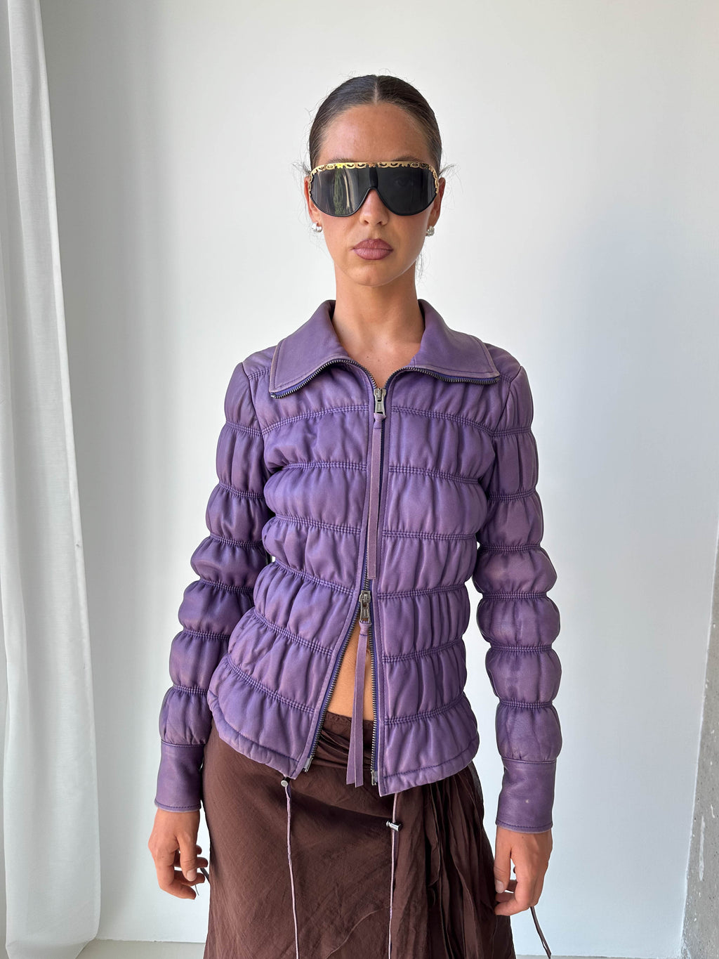 Armani Leather Ruched Jacket