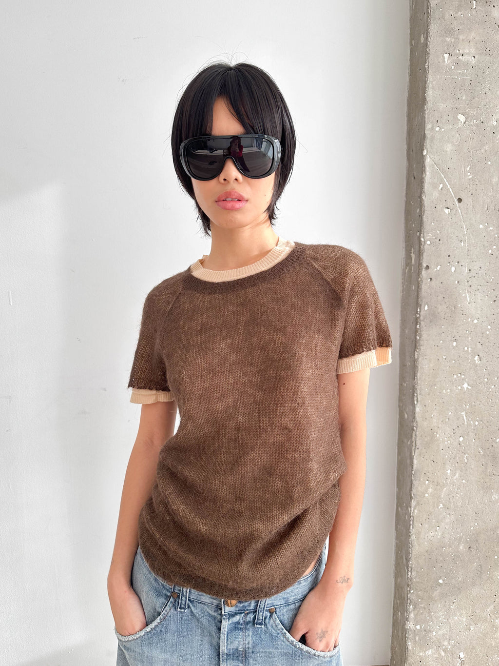 Alpaca Double Layer Short Sleeve Jumper