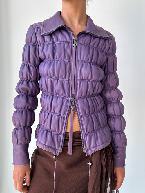 Armani Leather Ruched Jacket