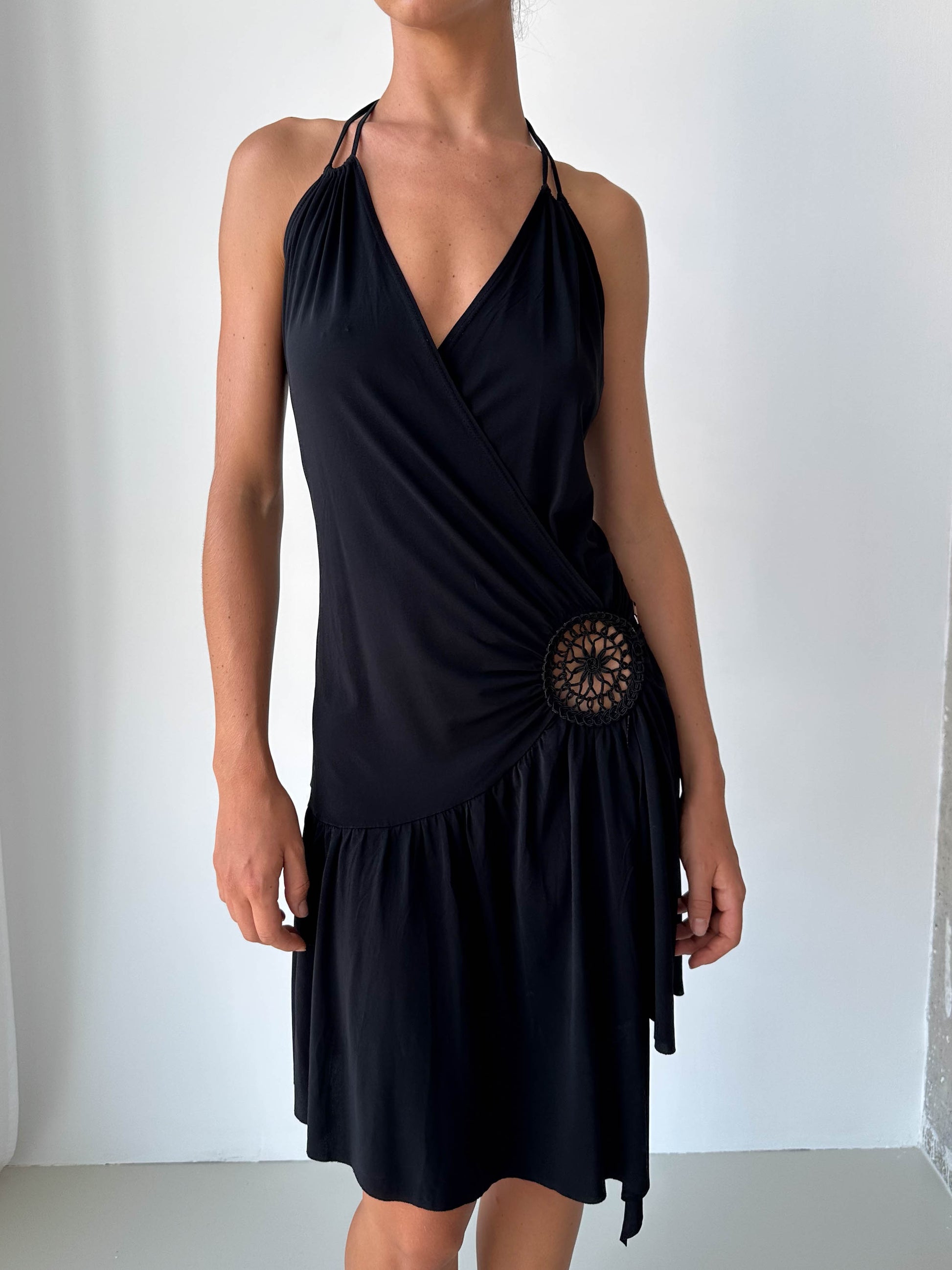 Black Halterneck Asymmetric Dress