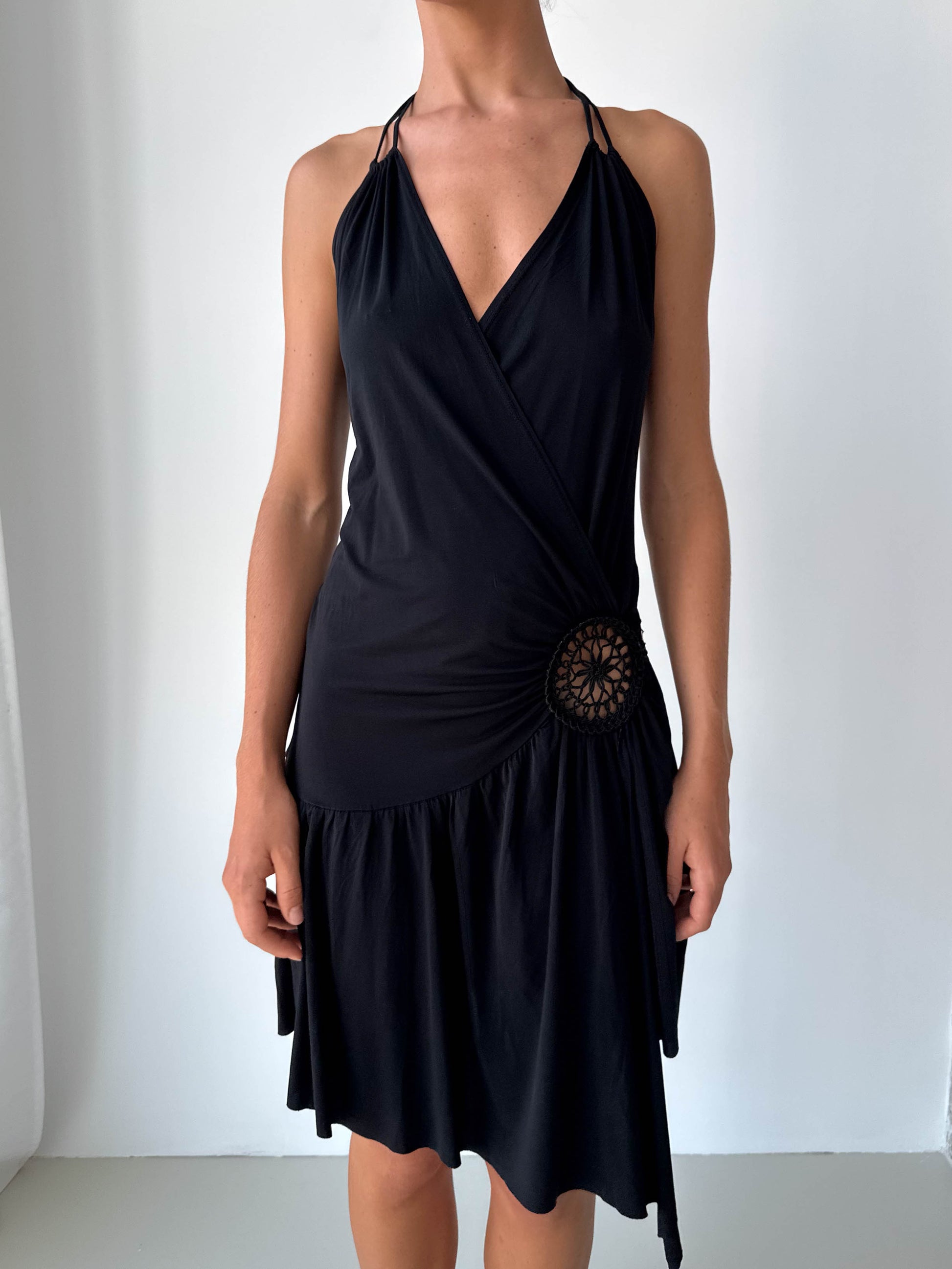 Black Halterneck Asymmetric Dress