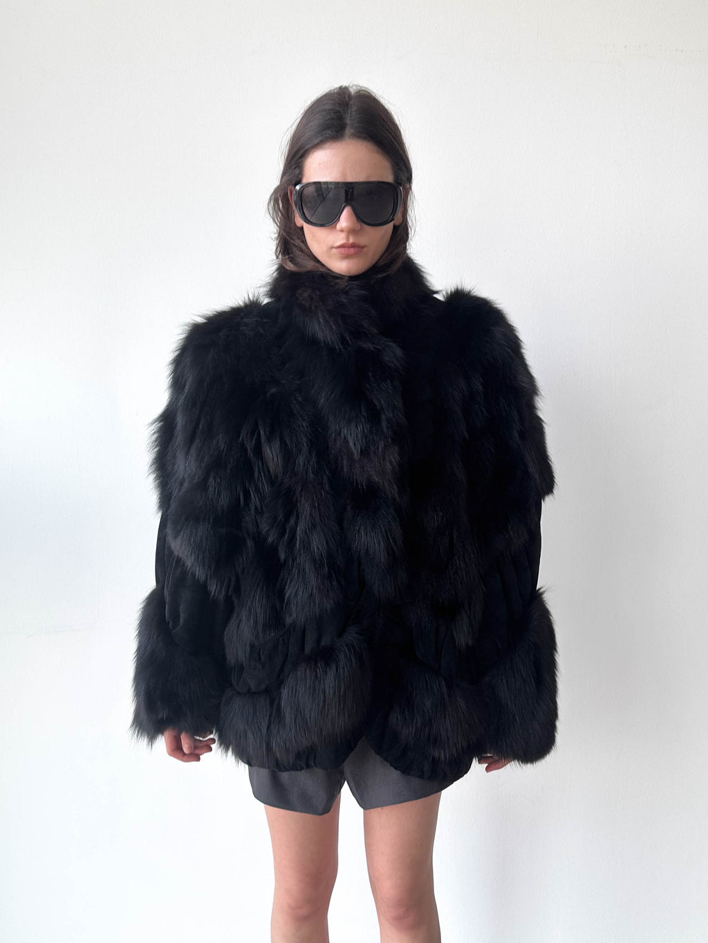 Black Fur Suede Leather Jacket