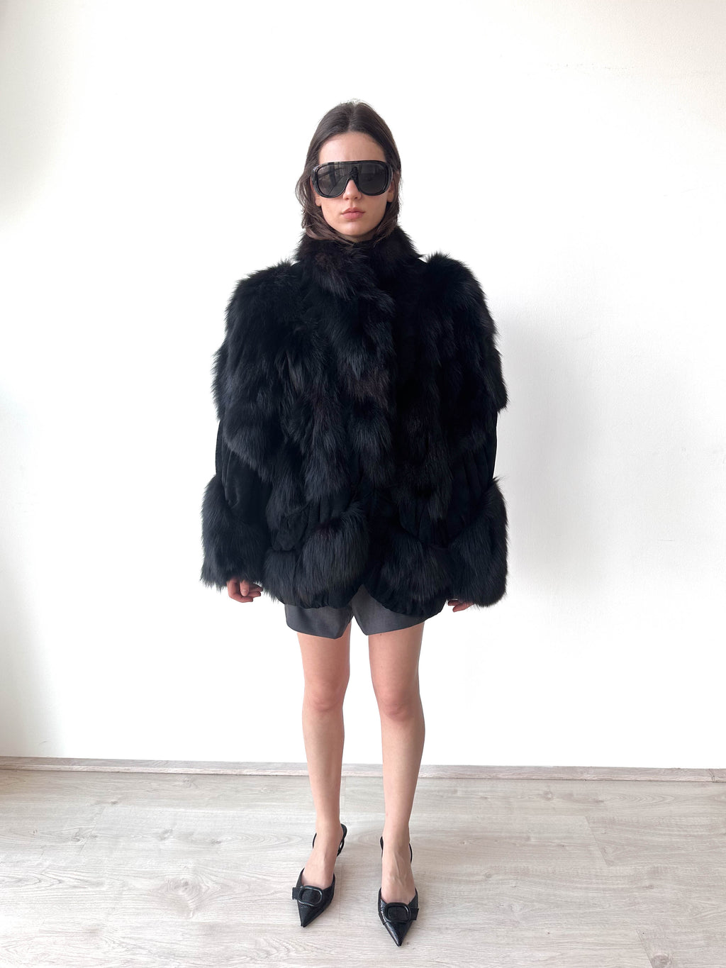 Black Fur Suede Leather Jacket