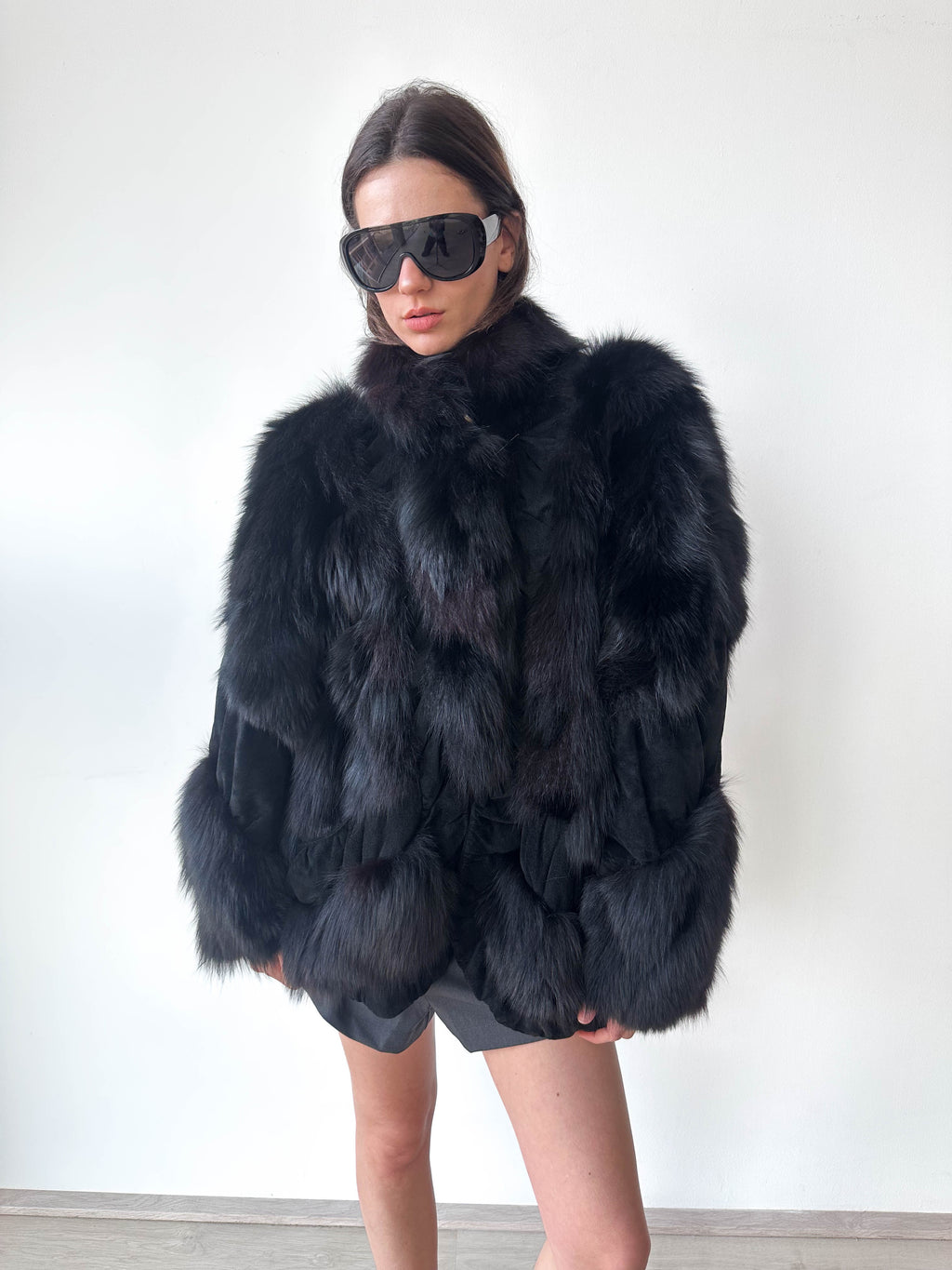 Black Fur Suede Leather Jacket