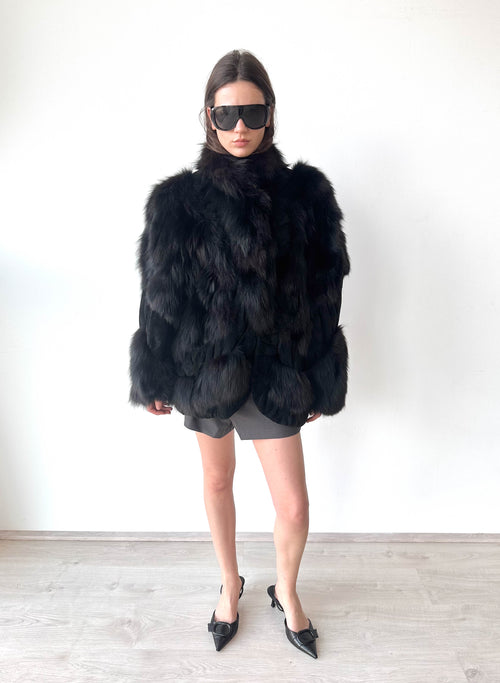 Black Fur Suede Leather Jacket