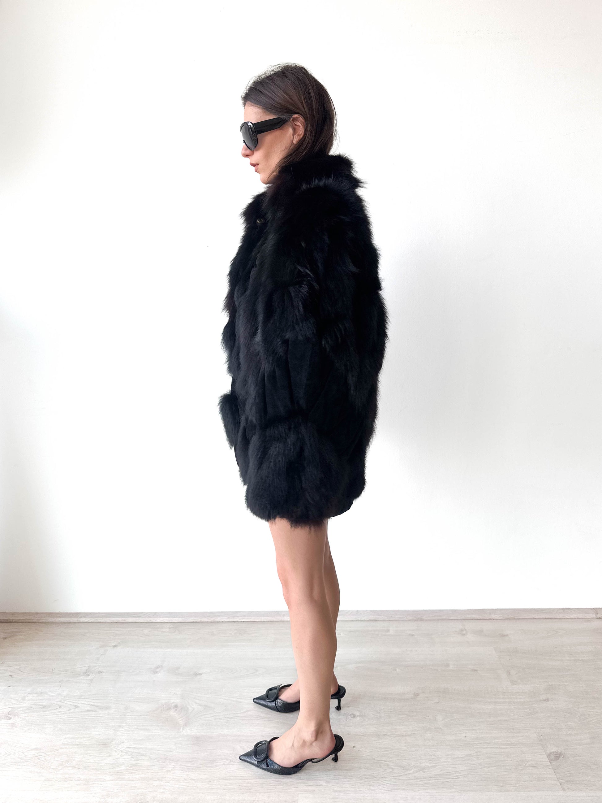 Black Fur Suede Leather Jacket