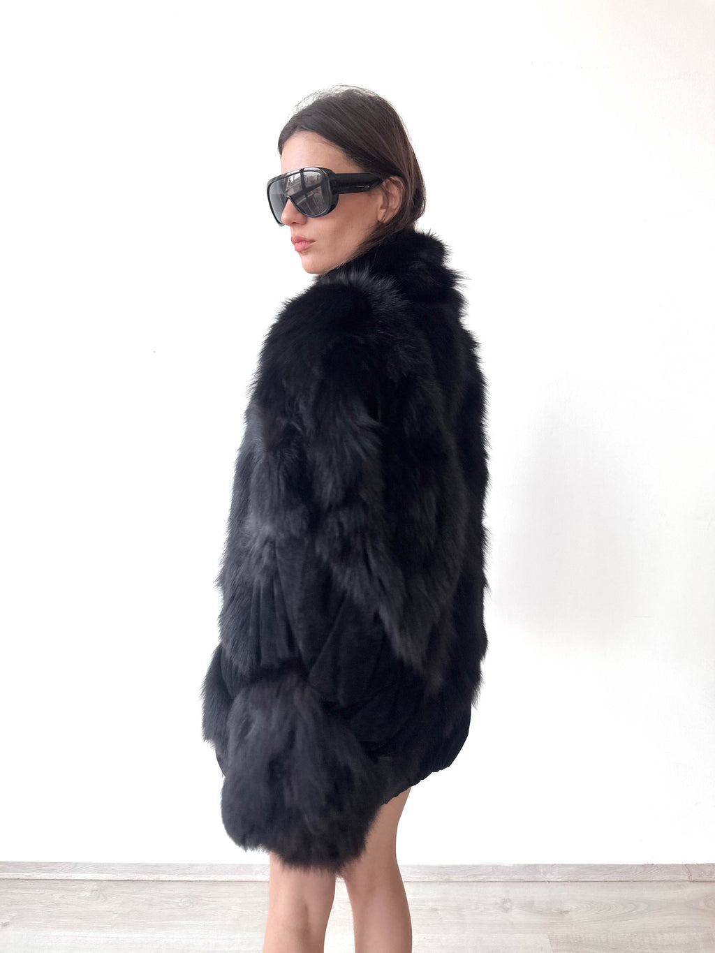 Black Fur Suede Leather Jacket