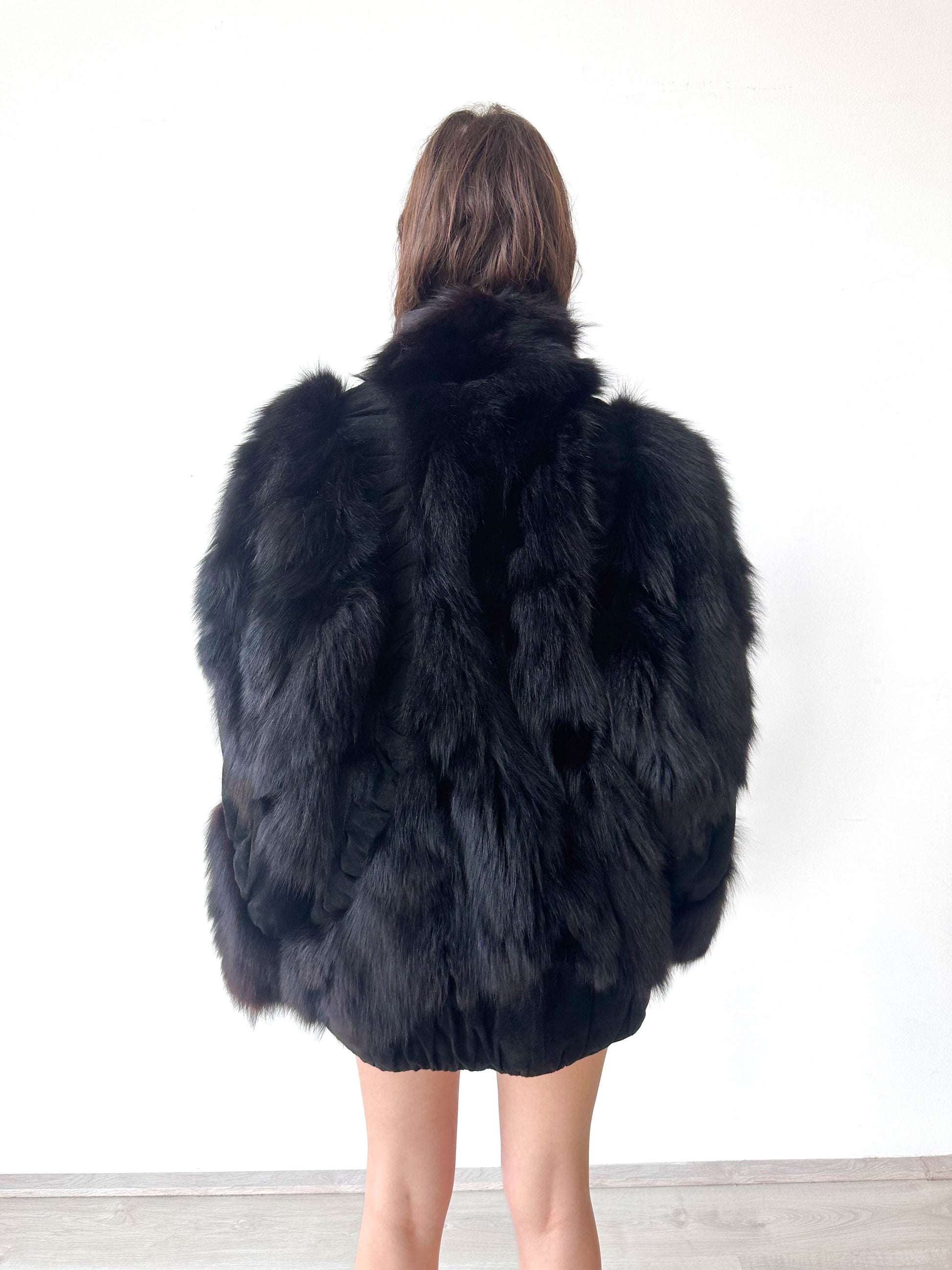 Black Fur Suede Leather Jacket