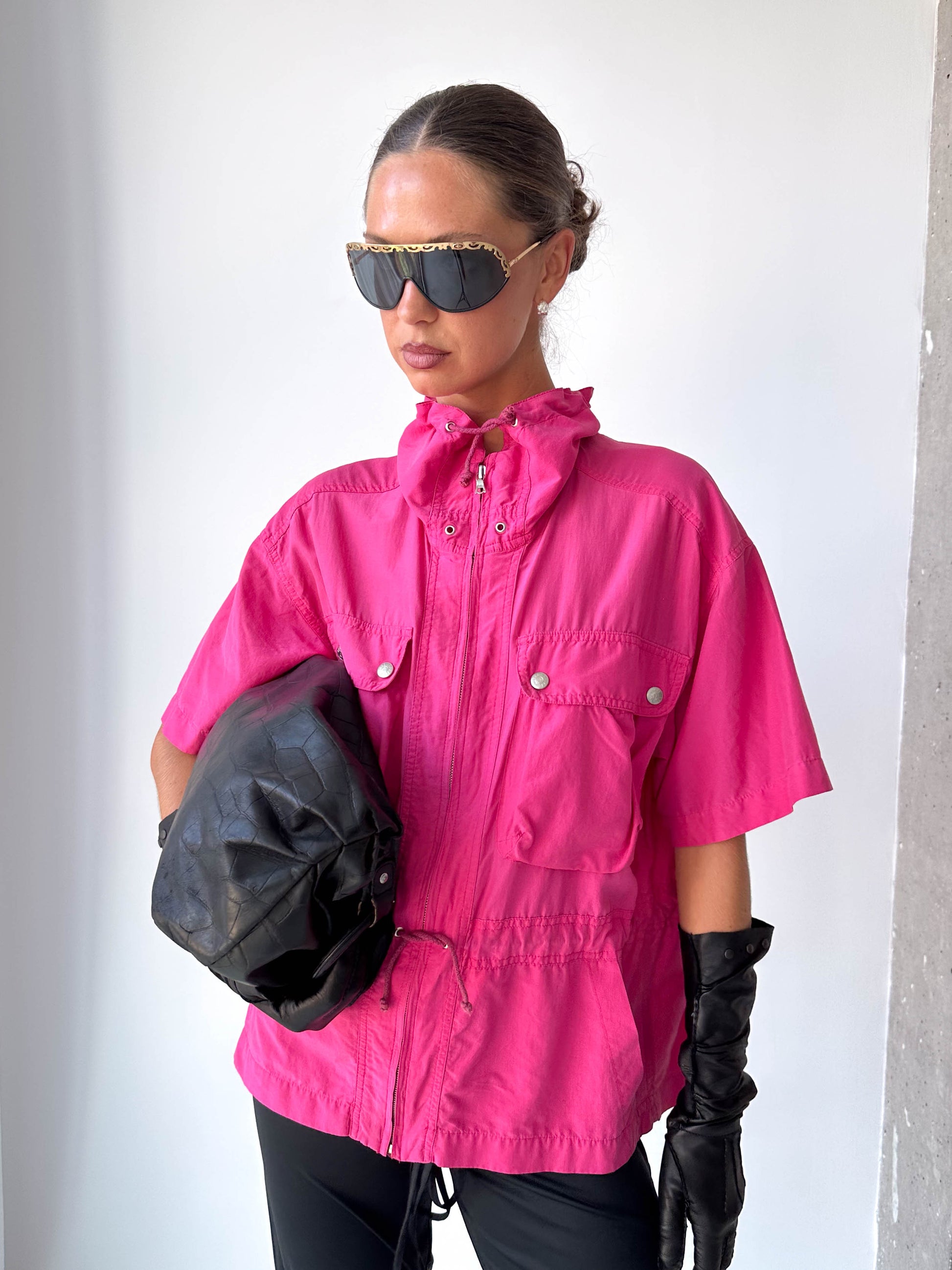 Pure Silk Light Weight Short Sleeve Track Jacket