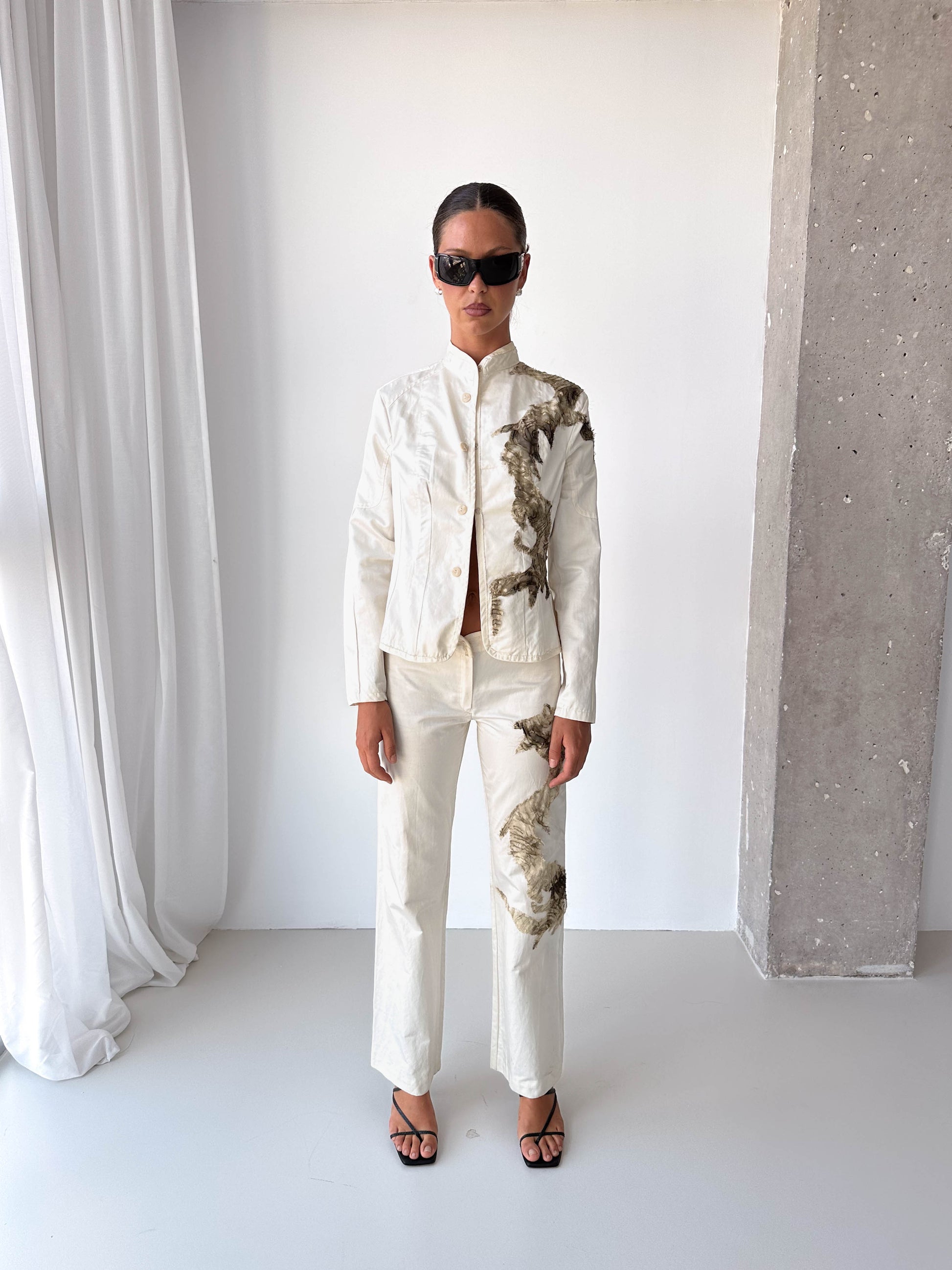 Embroidered Two Piece Trouser Suit