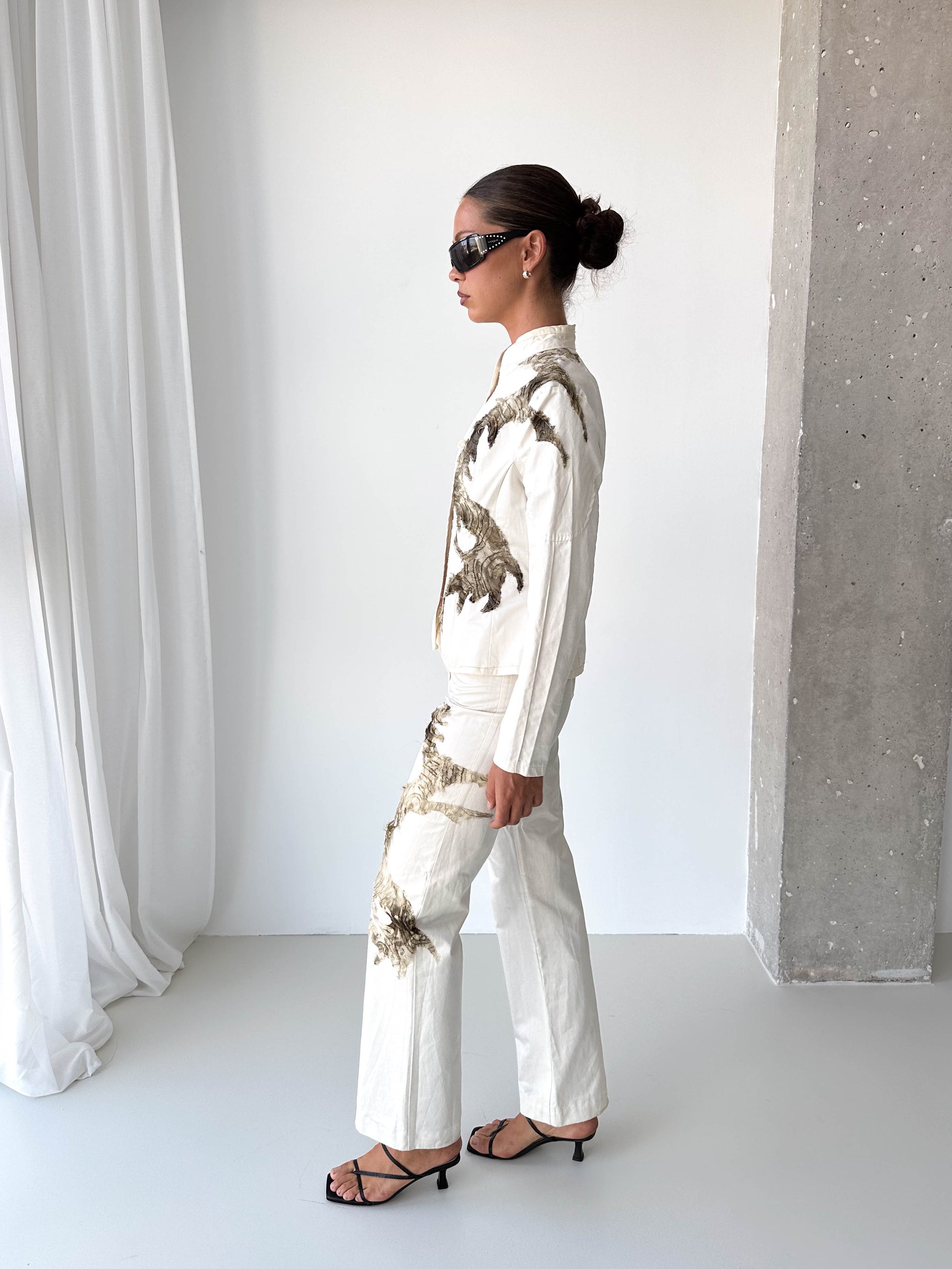 Embroidered Two Piece Trouser Suit