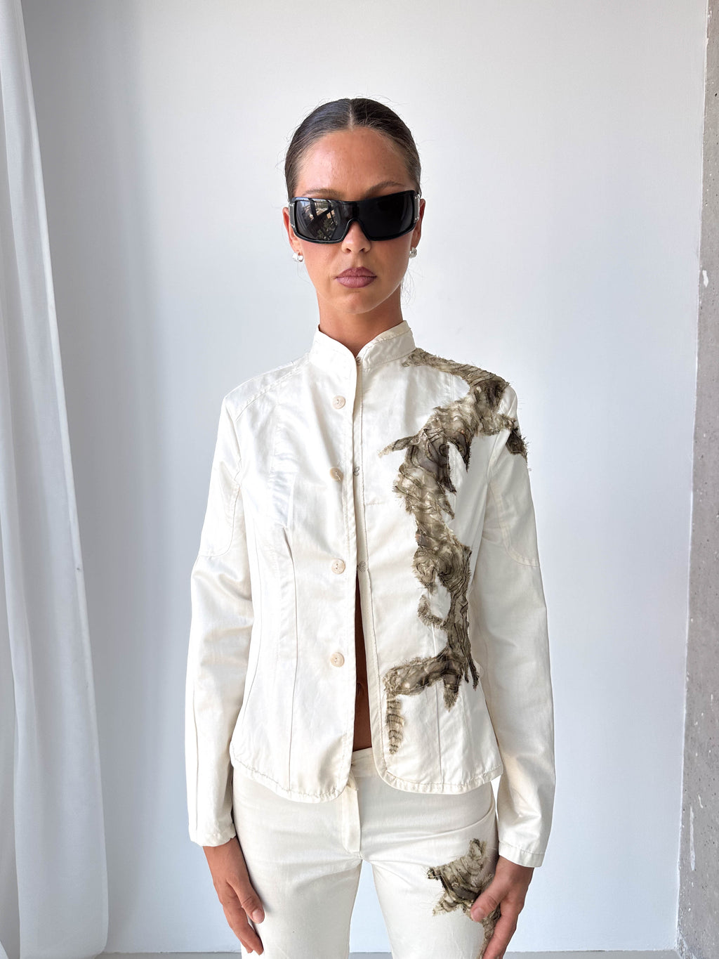 Embroidered Two Piece Trouser Suit
