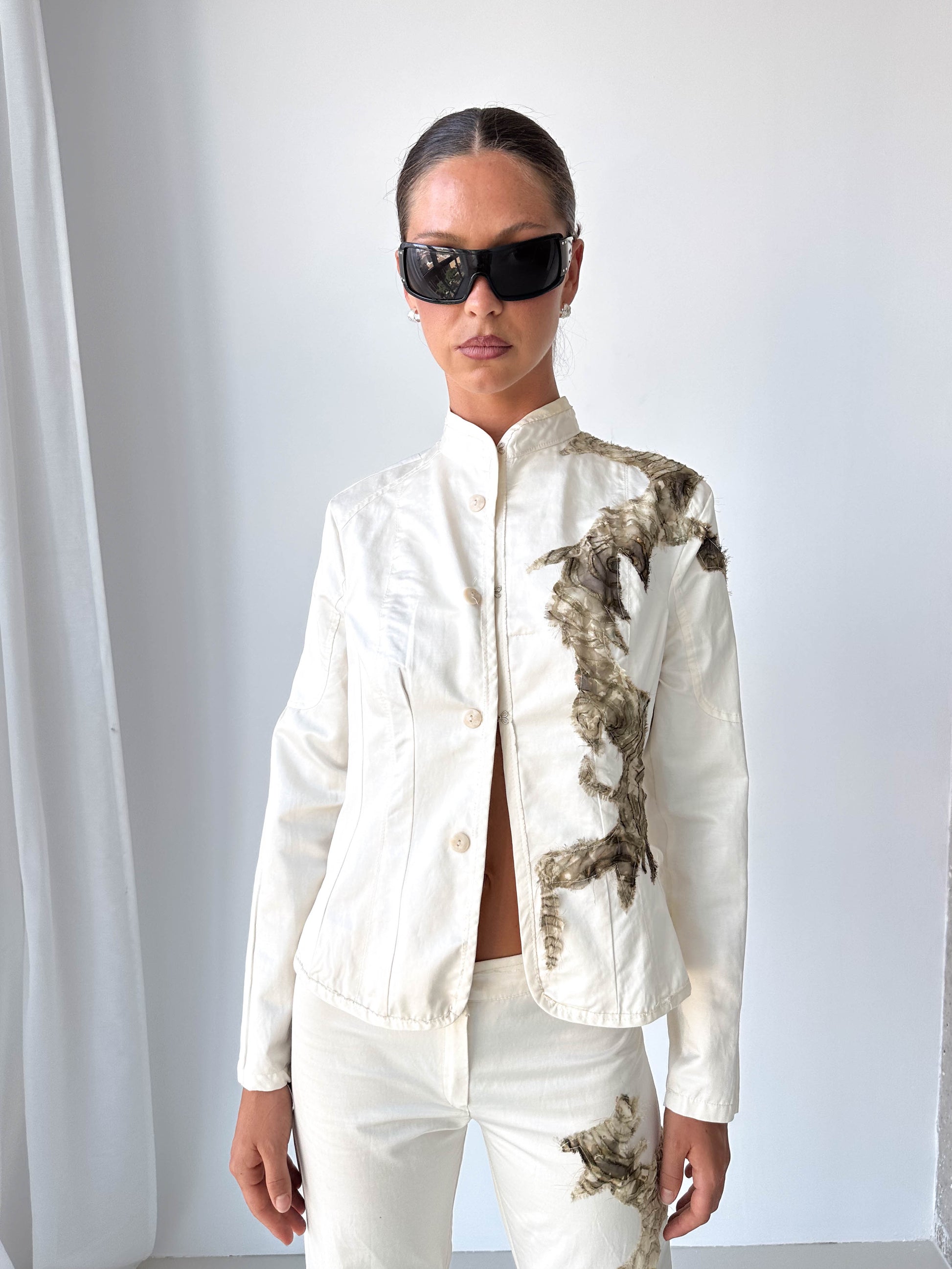 Embroidered Two Piece Trouser Suit