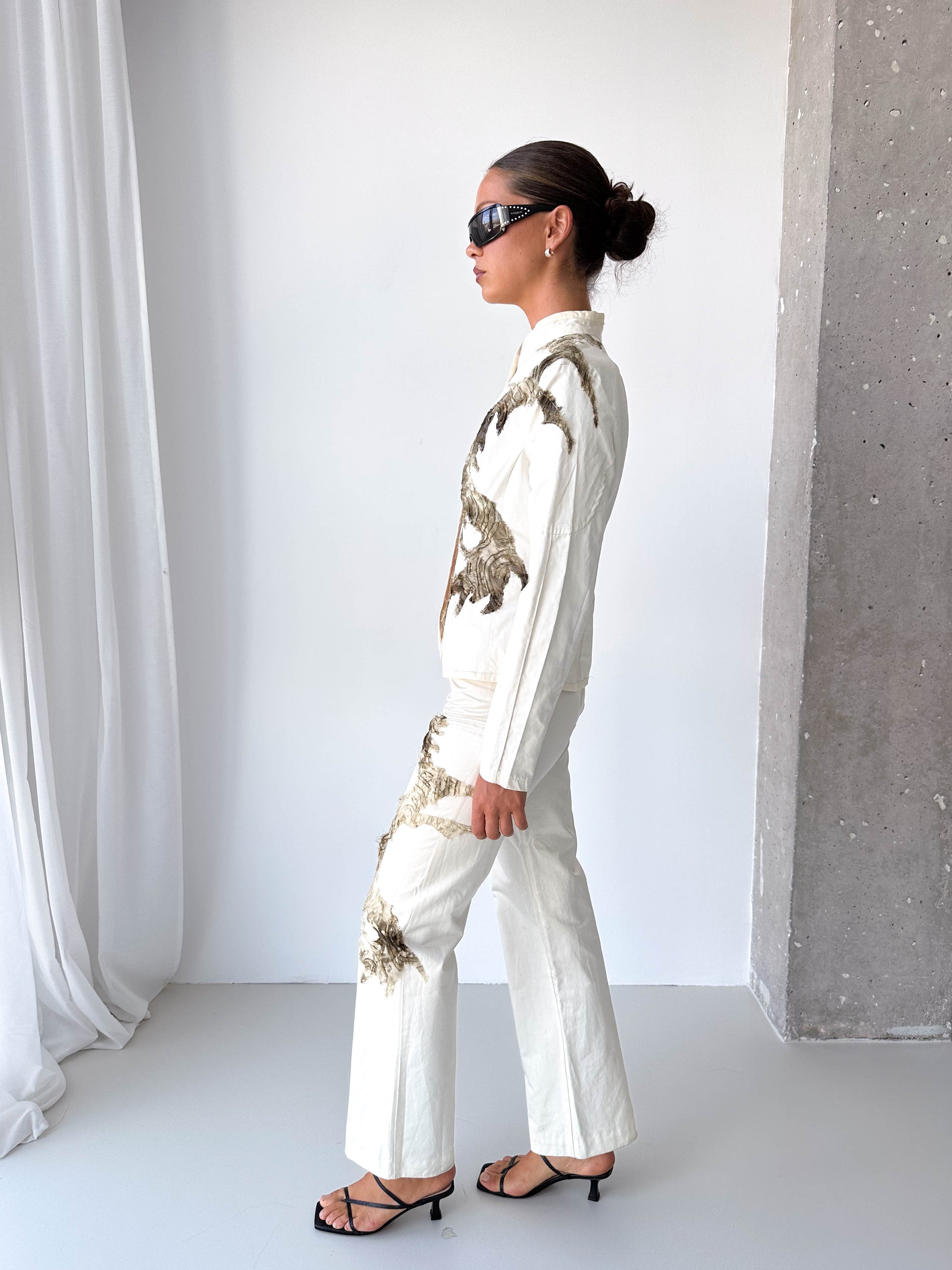 Embroidered Two Piece Trouser Suit