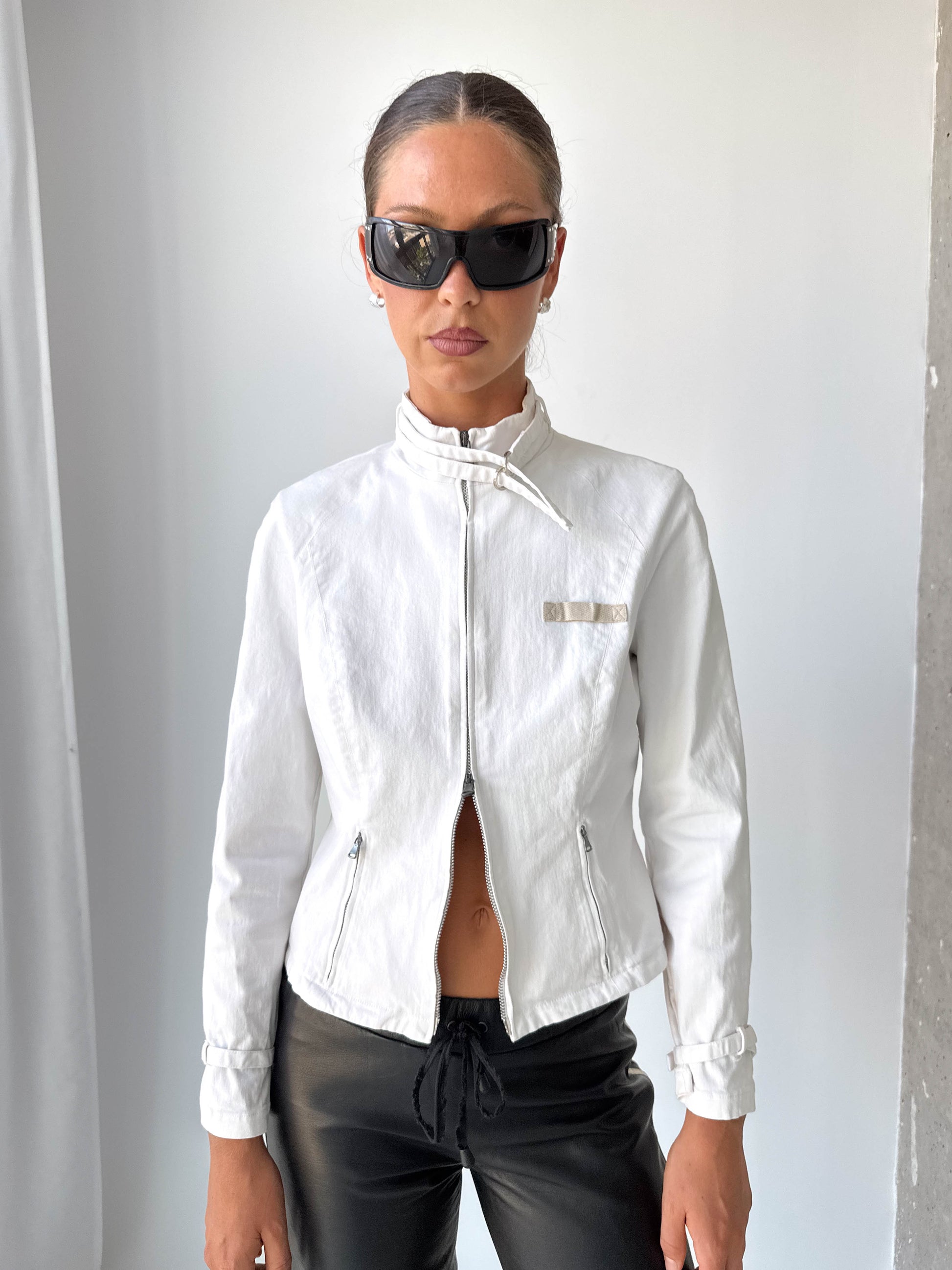 Cotton Moto Style High Neck Jacket