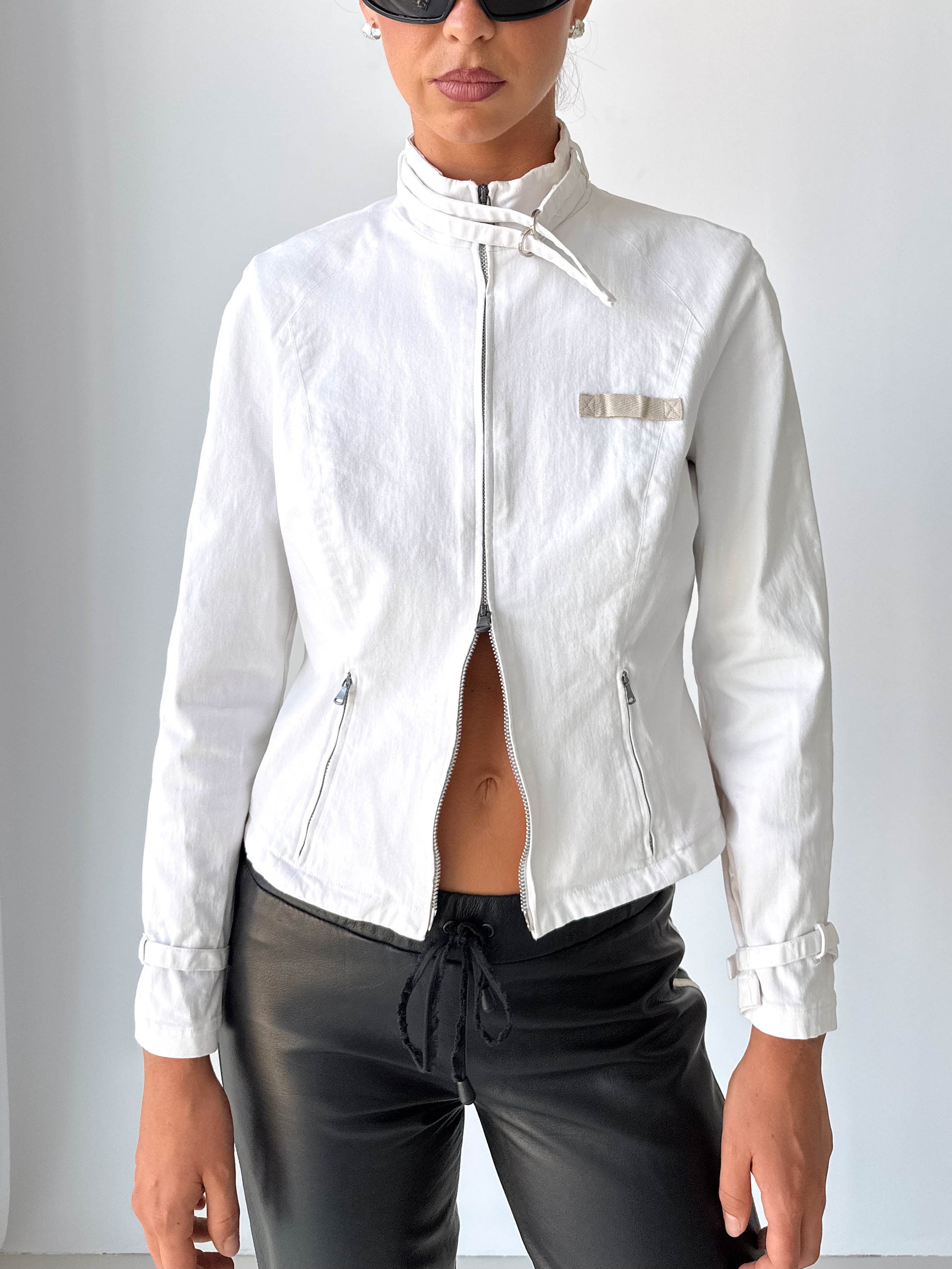 Cotton Moto Style High Neck Jacket