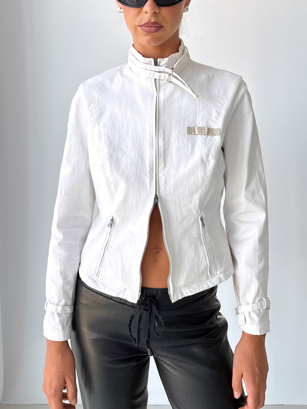 Cotton Moto Style High Neck Jacket