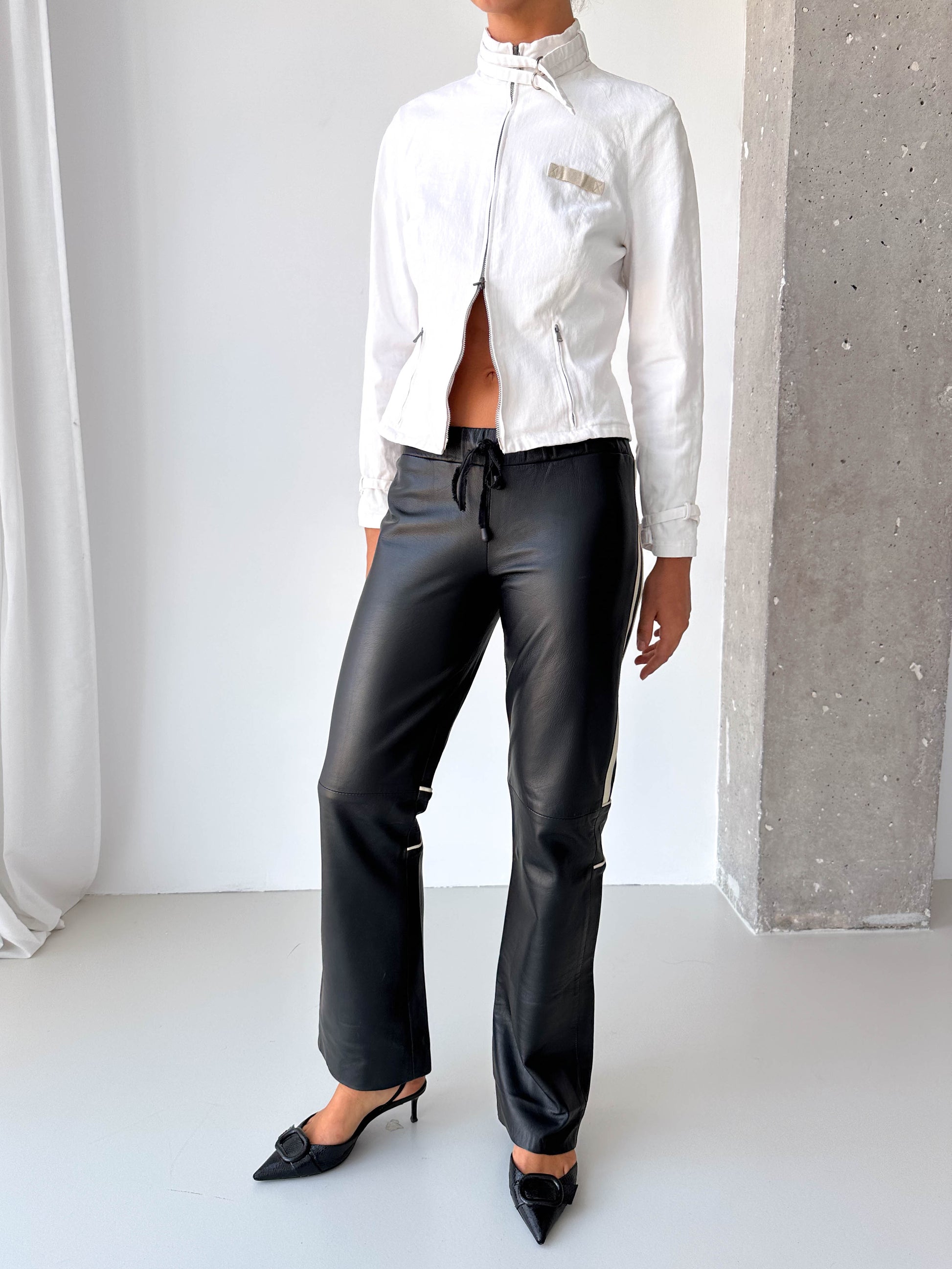 Racing Stripe Leather Pants