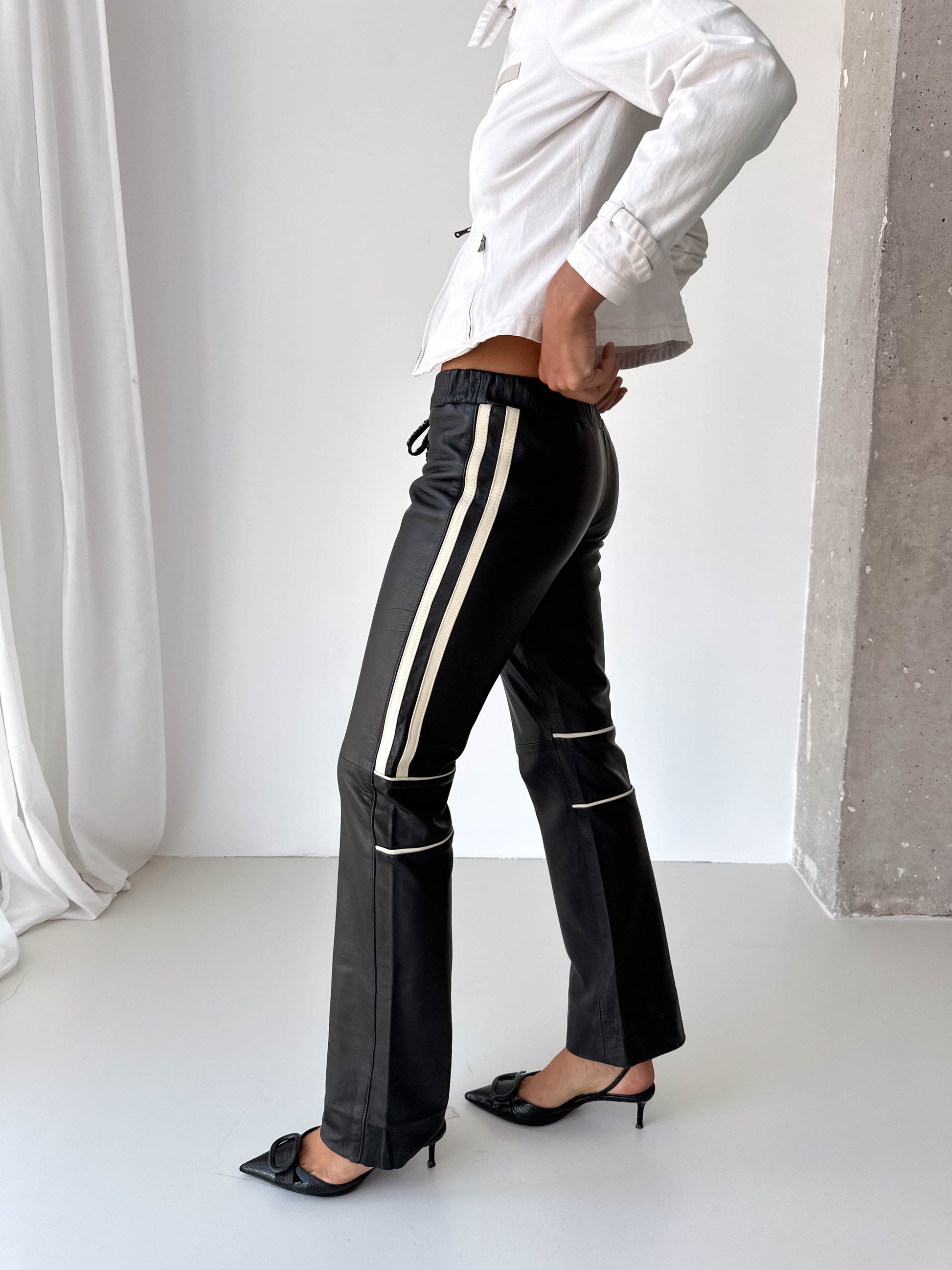 Racing Stripe Leather Pants