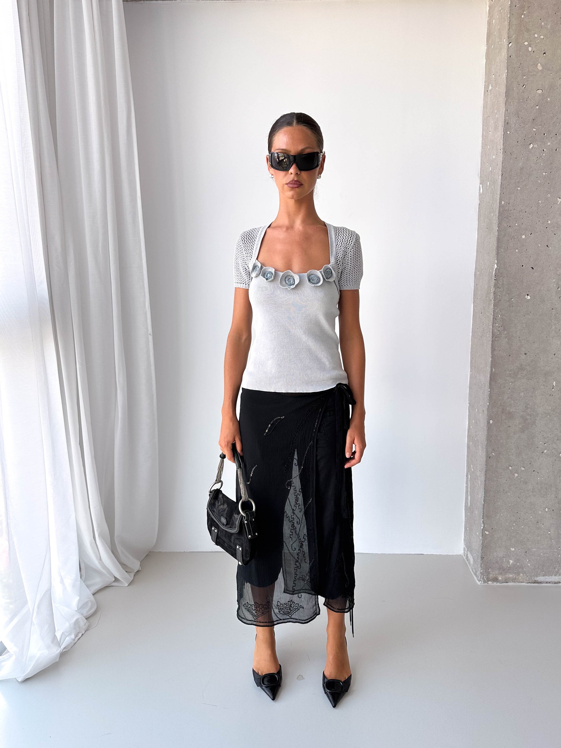 Italian Gattinoni Knitted Square Neck Top