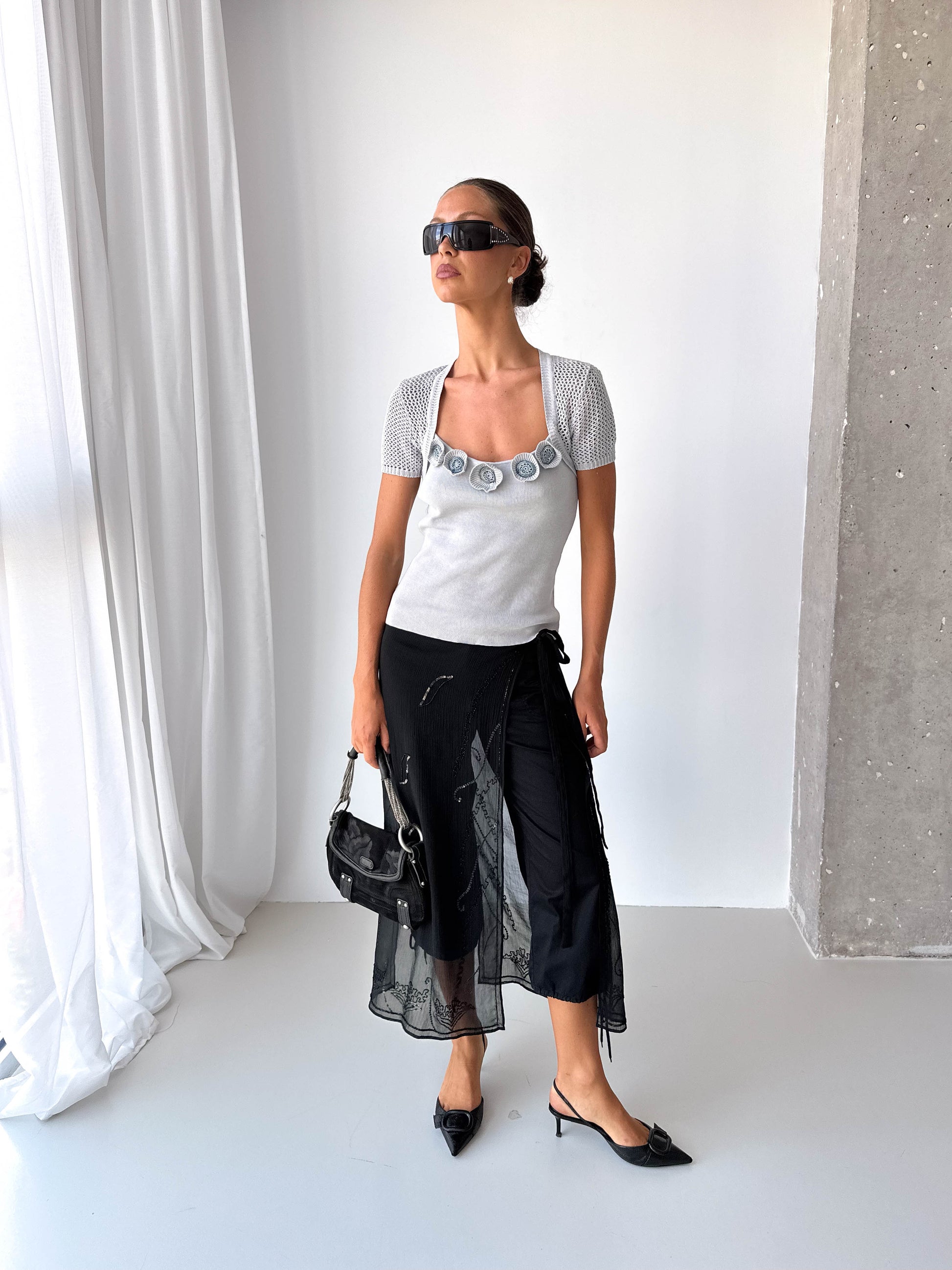 Italian Gattinoni Knitted Square Neck Top