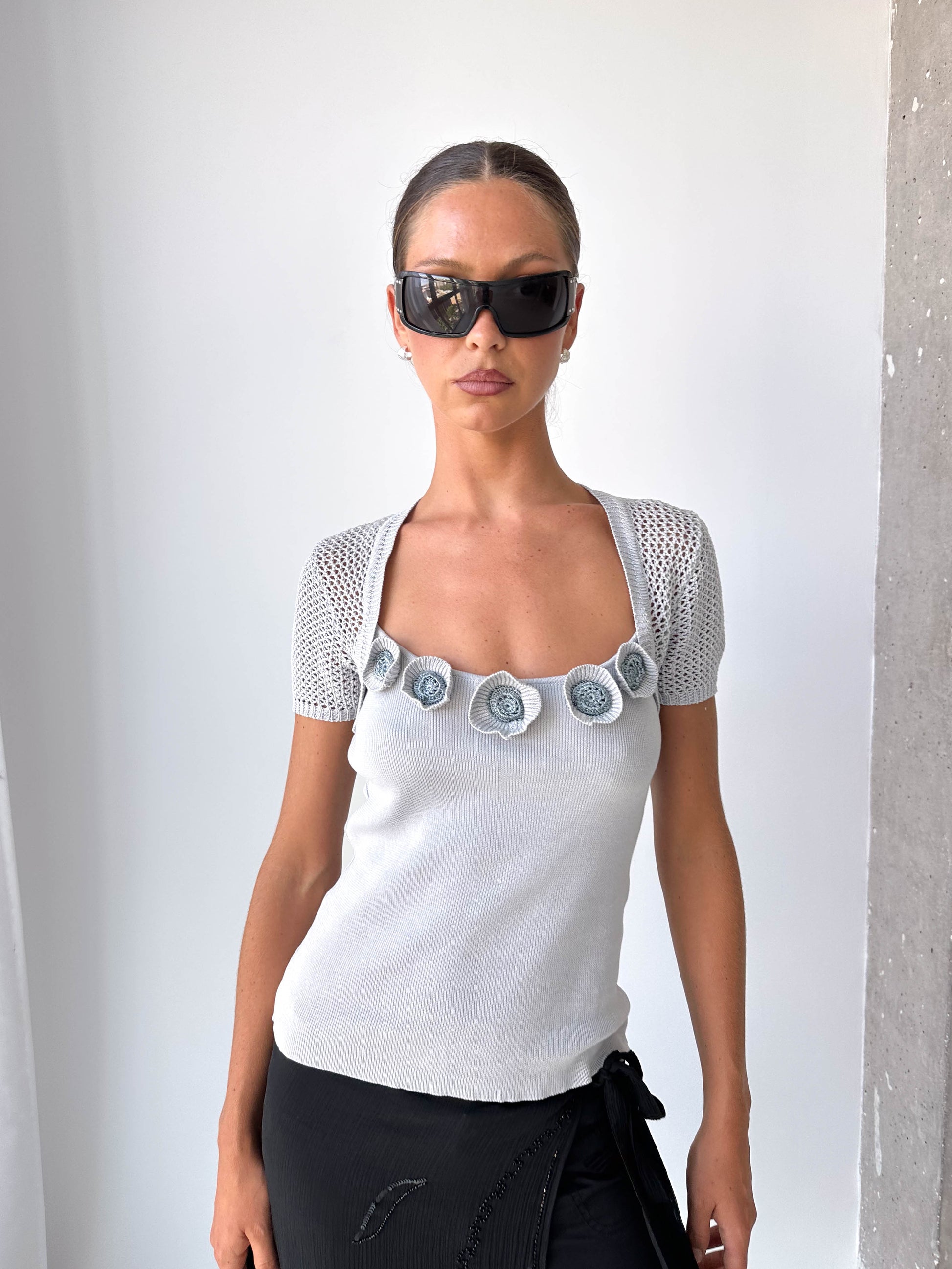 Italian Gattinoni Knitted Square Neck Top