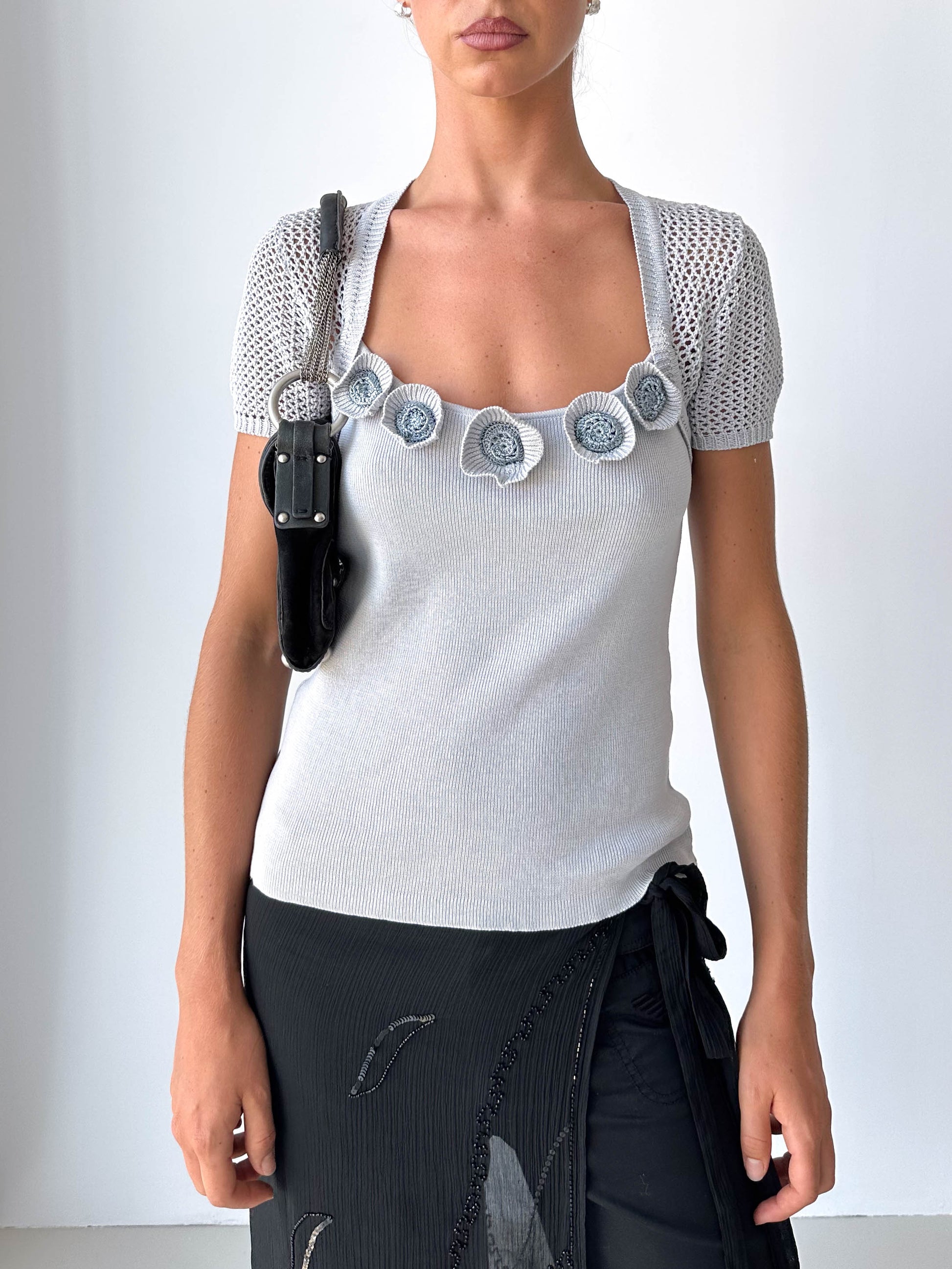 Italian Gattinoni Knitted Square Neck Top