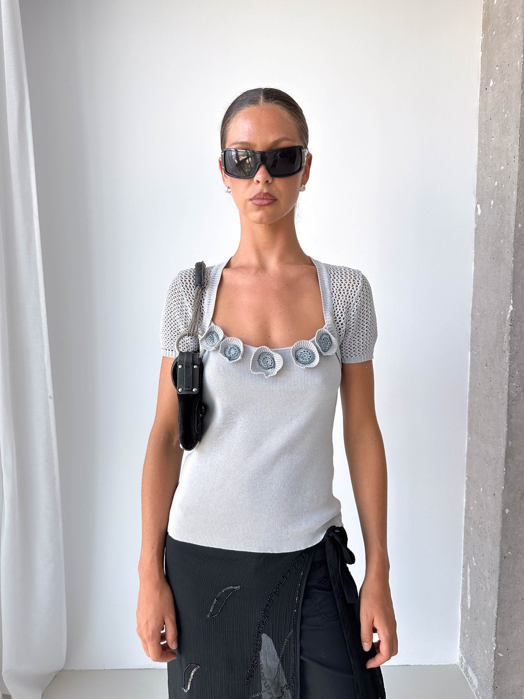 Italian Gattinoni Knitted Square Neck Top