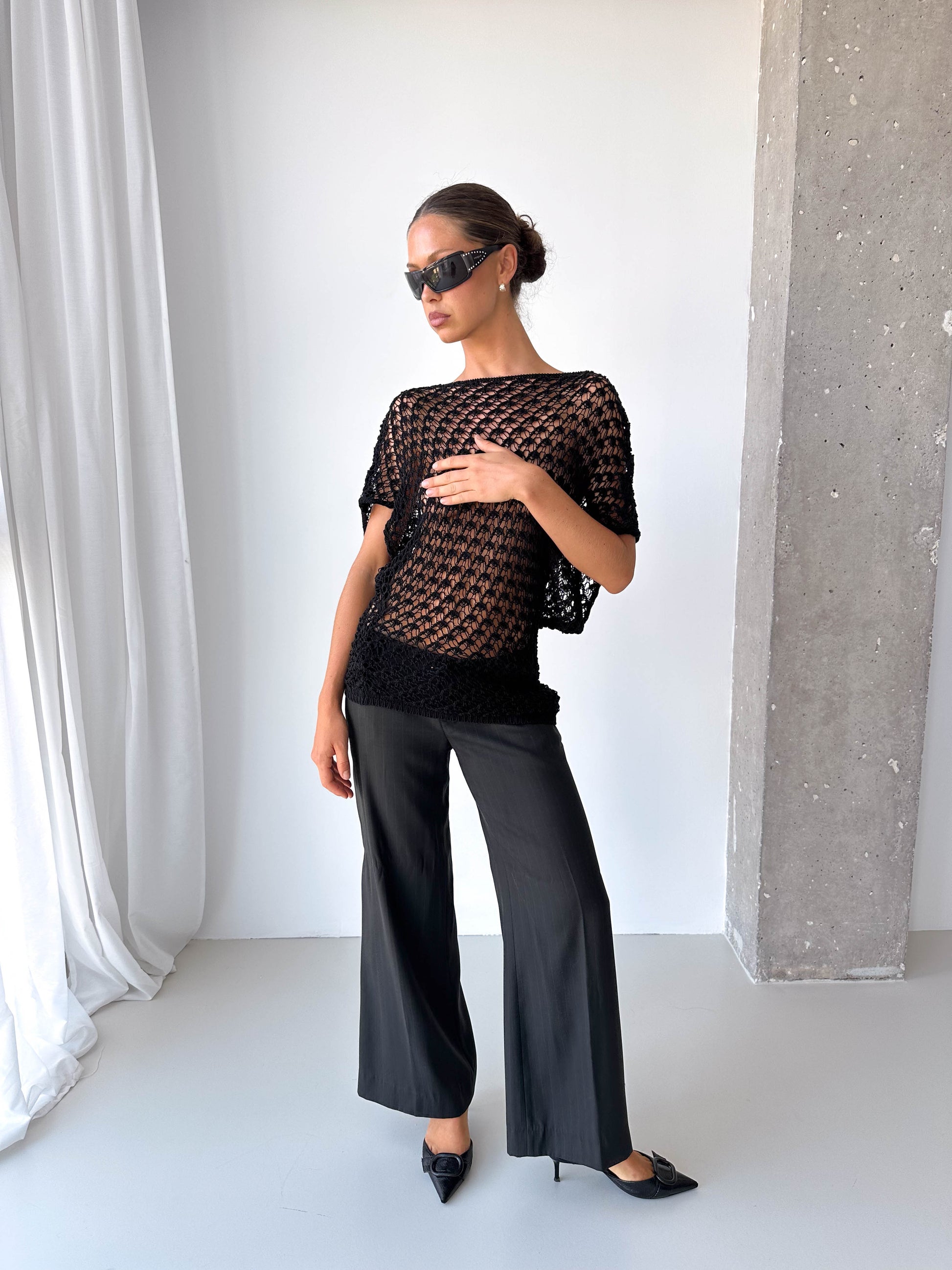 Italian Crochet Boat Neck Top