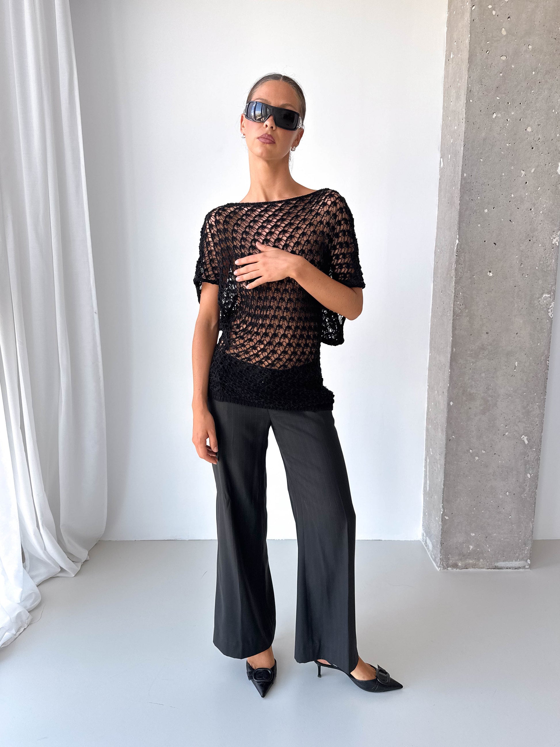 Italian Crochet Boat Neck Top