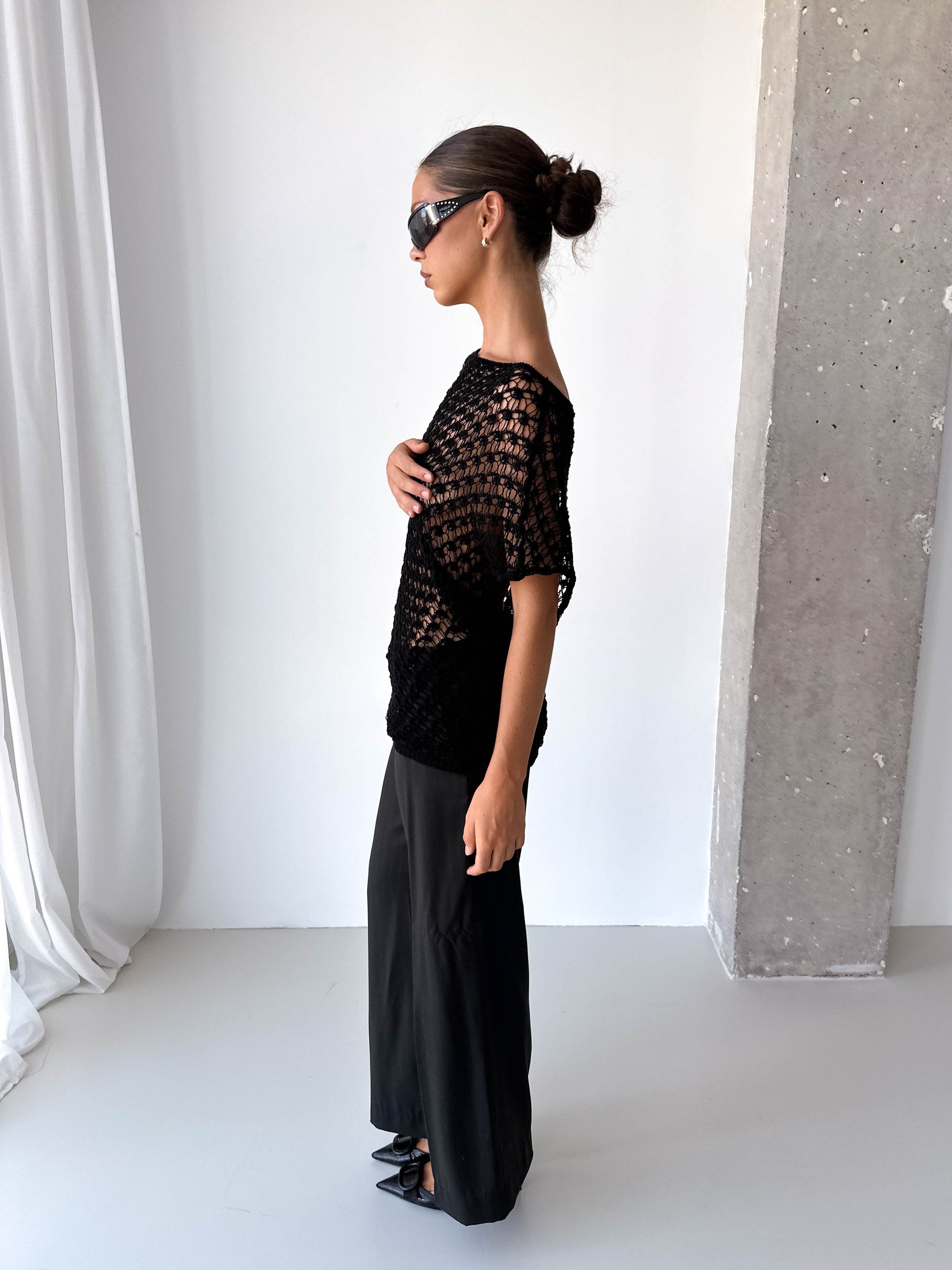 Italian Crochet Boat Neck Top