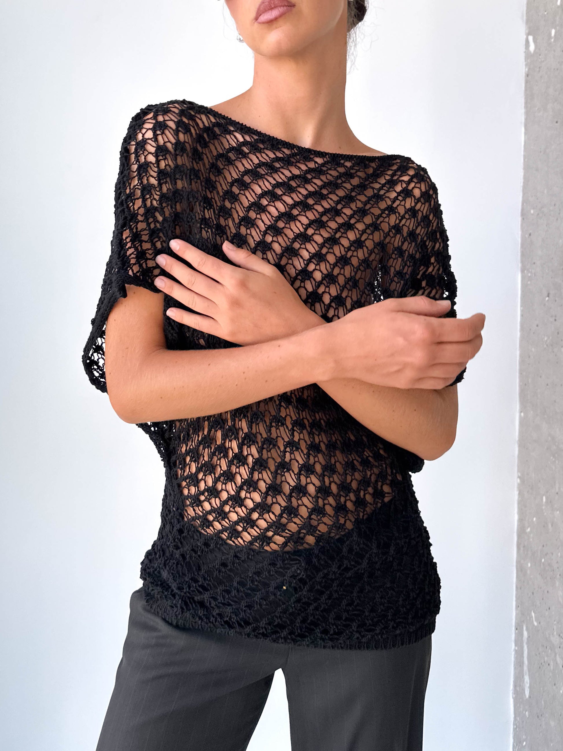 Italian Crochet Boat Neck Top