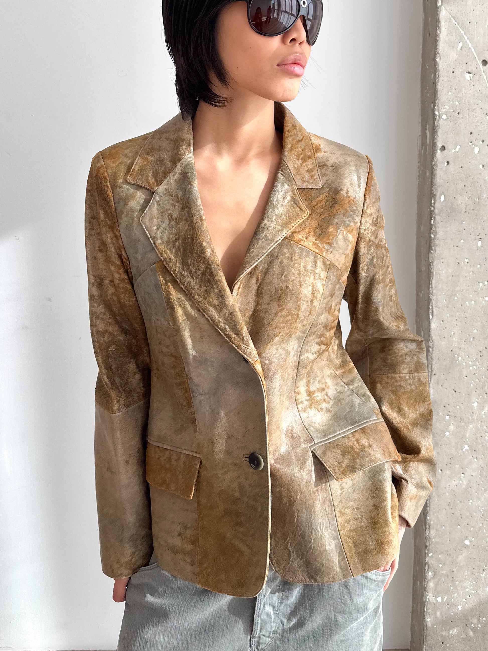 Leather Distressed Blazer