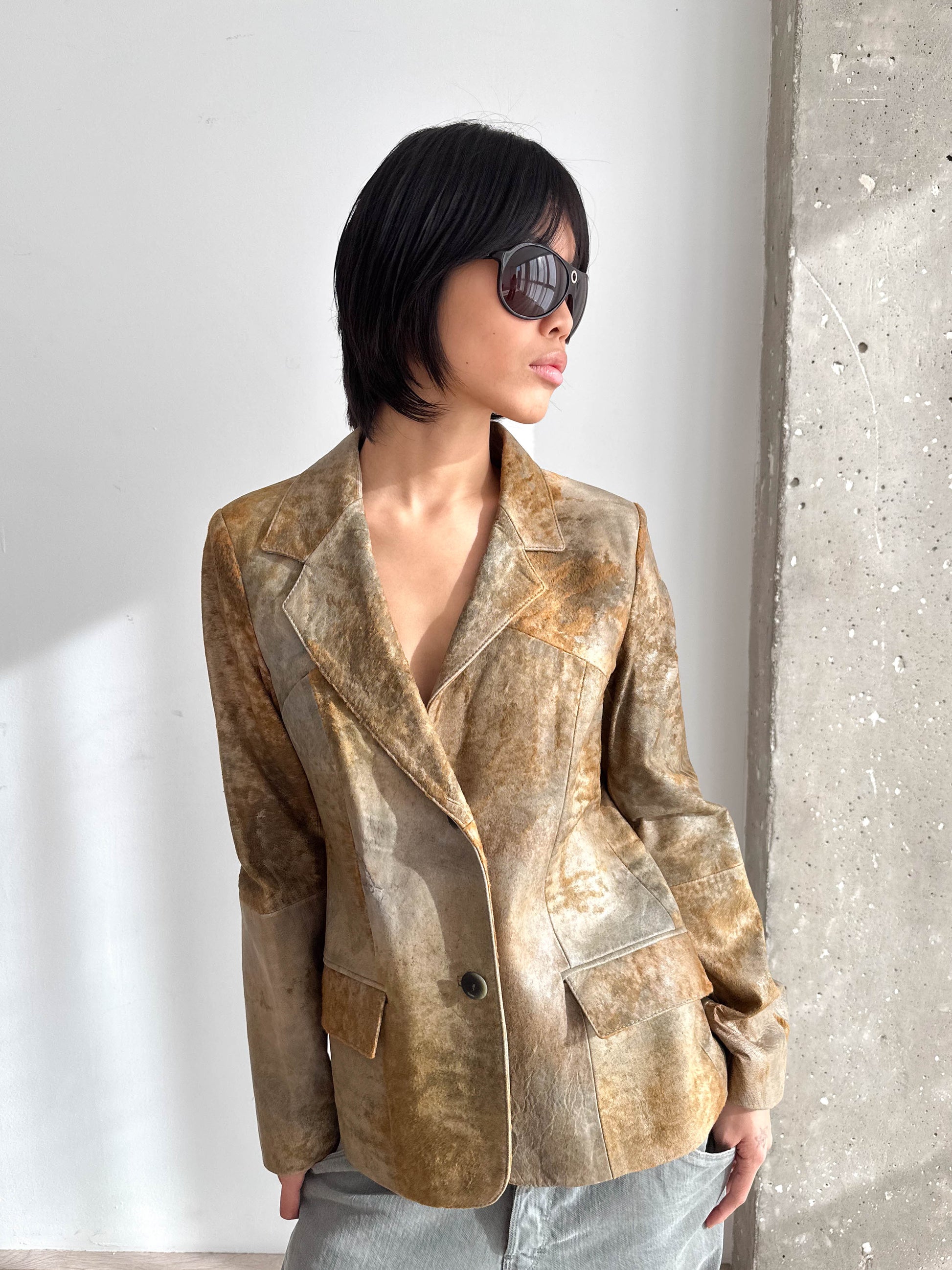 Leather Distressed Blazer