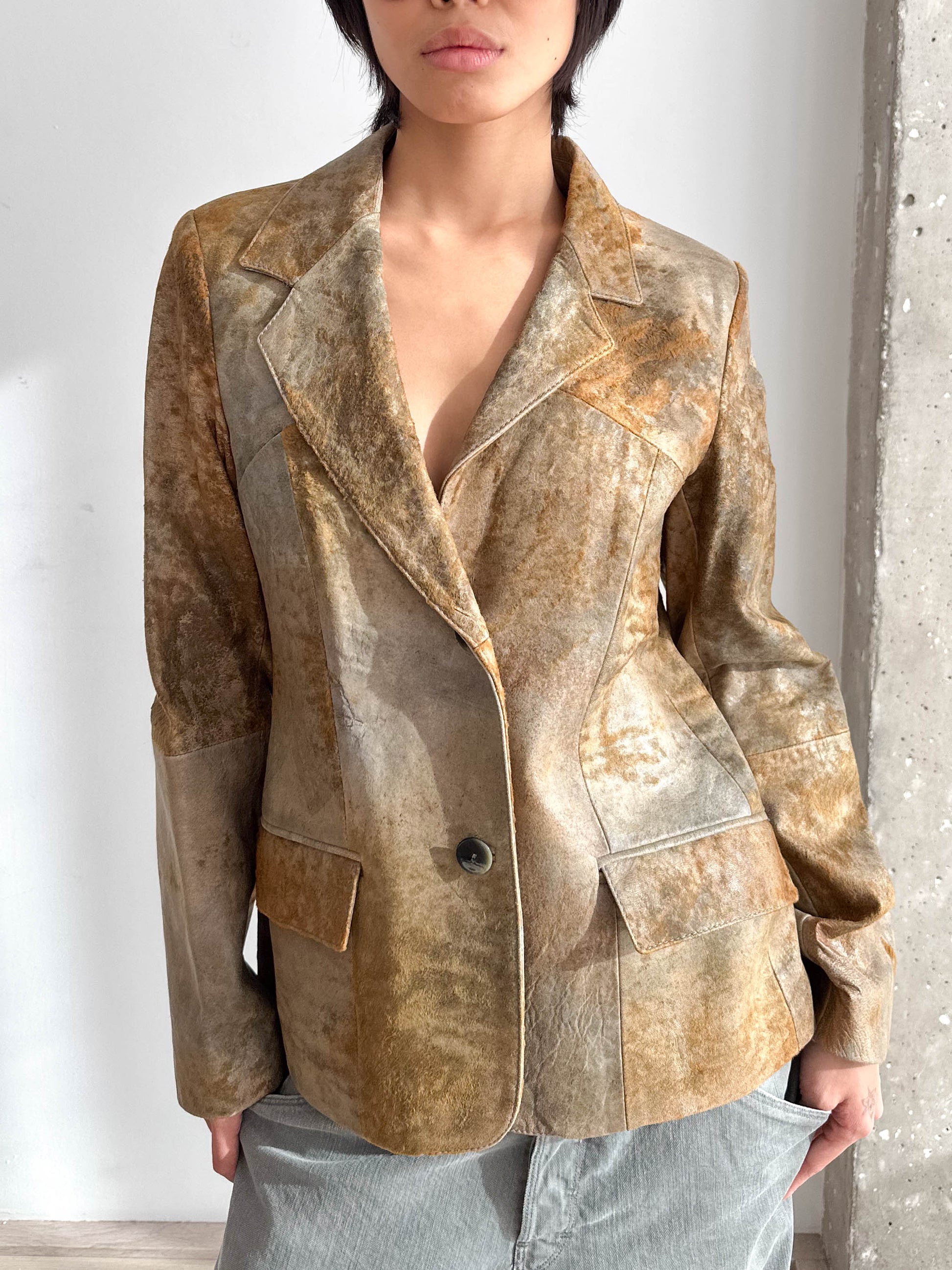 Leather Distressed Blazer