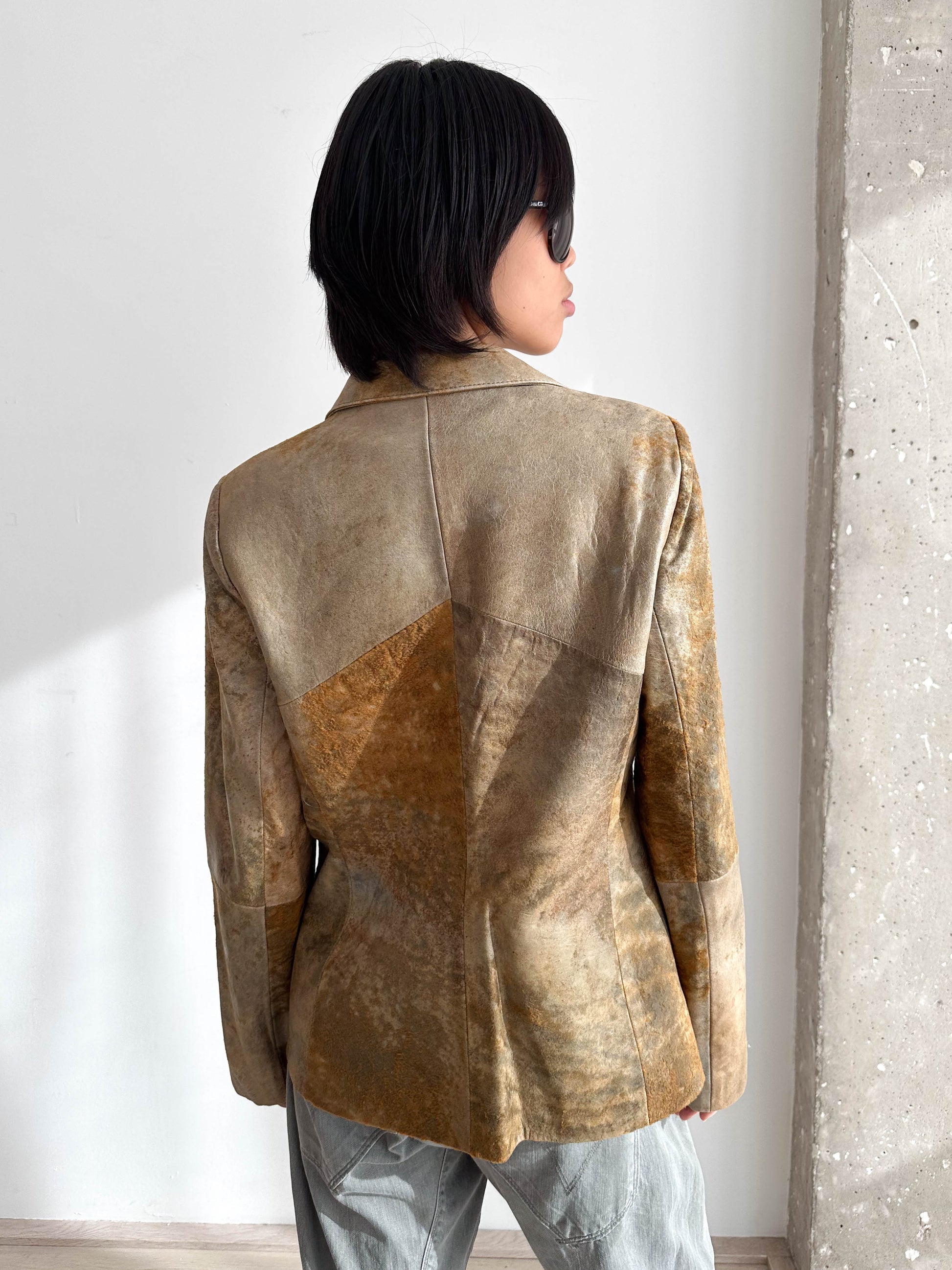 Leather Distressed Blazer