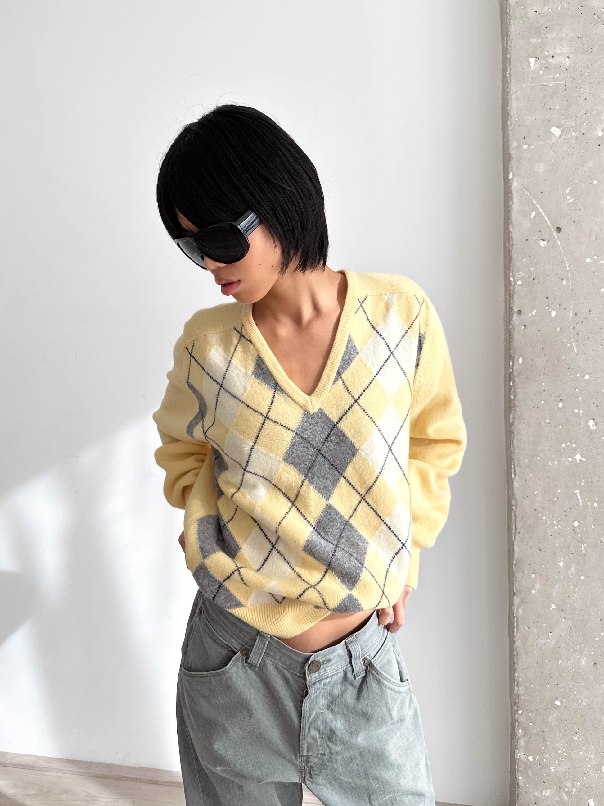 Pringle Argyle Neck Jumper