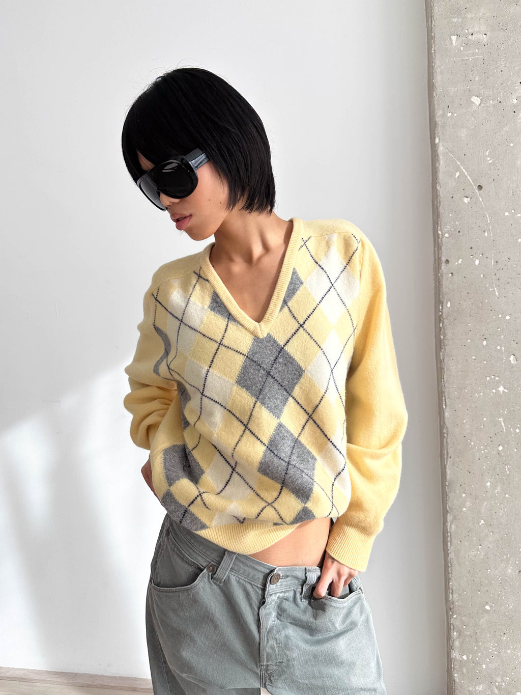 Pringle Argyle Neck Jumper