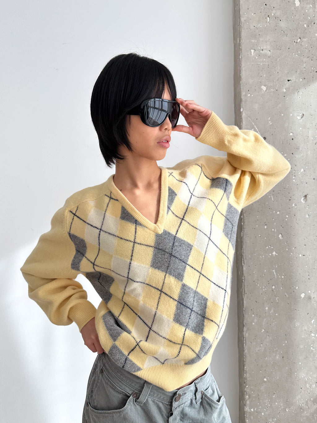 Pringle Argyle Neck Jumper