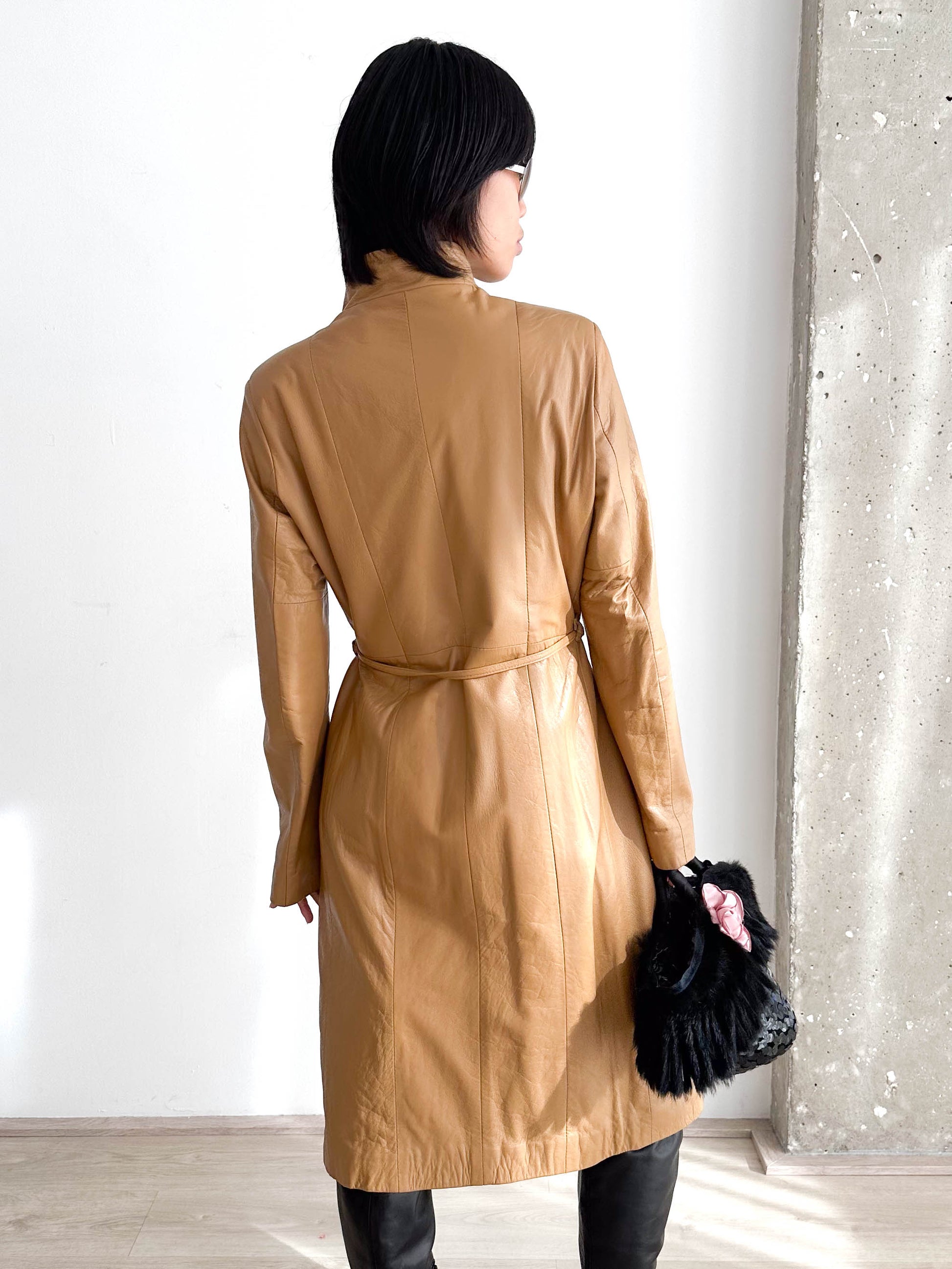 Leather Long Zip Up Jacket