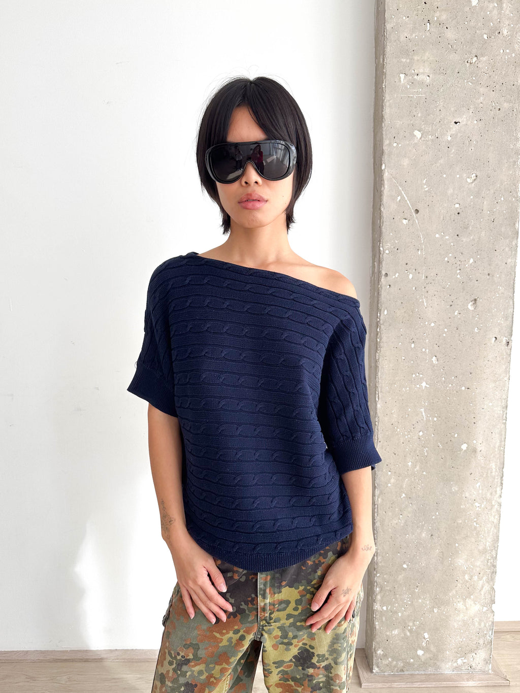 Ralph Lauren Sport Off Shoulder Cable Knit