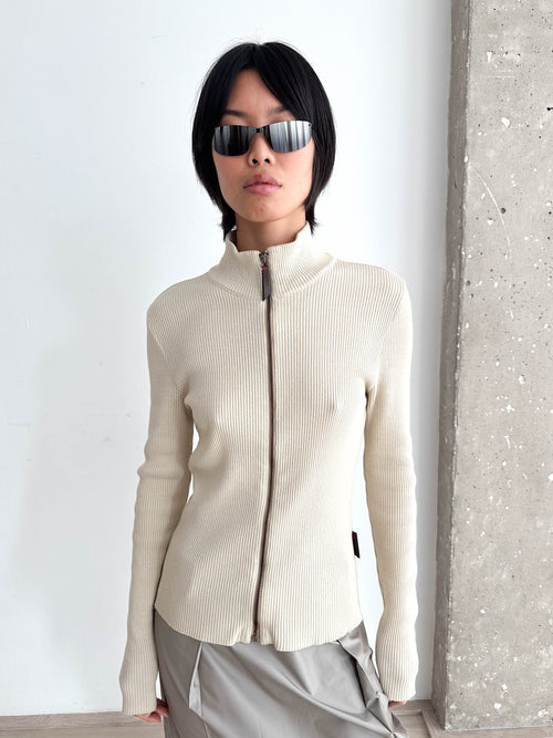 D&G Ribbed Zip Up Cardigan