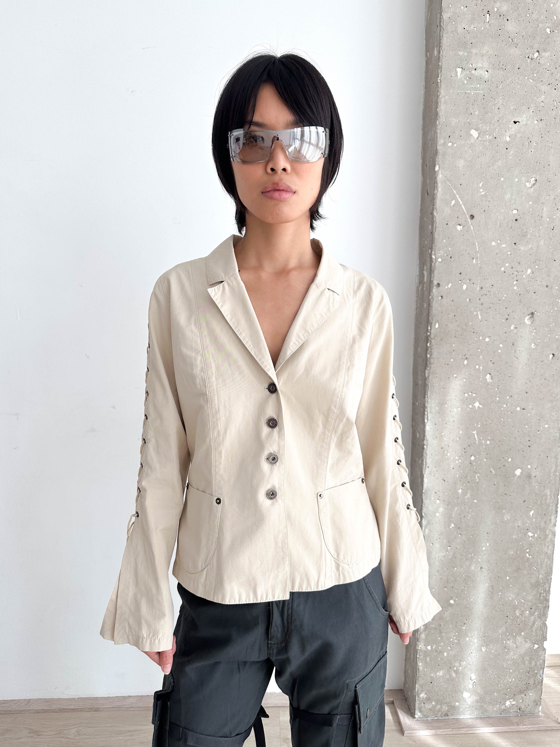 Lace up Cotton Shirt