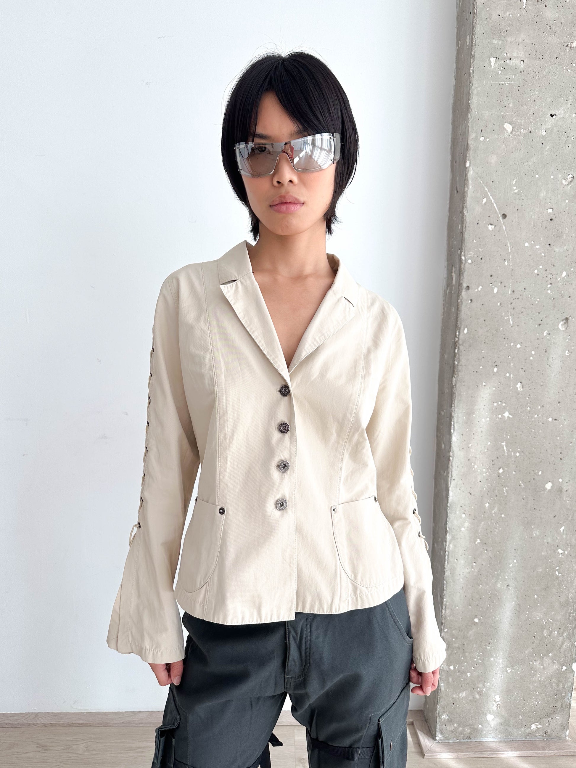 Lace up Cotton Shirt