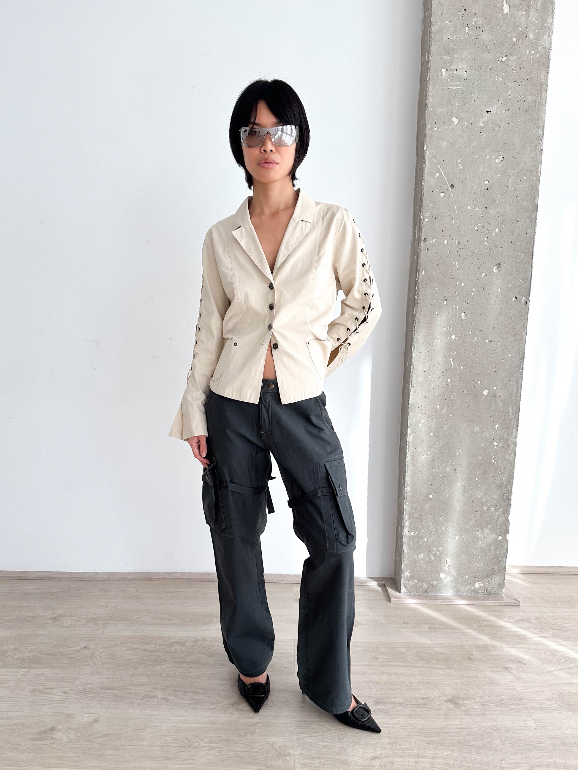 Lace up Cotton Shirt