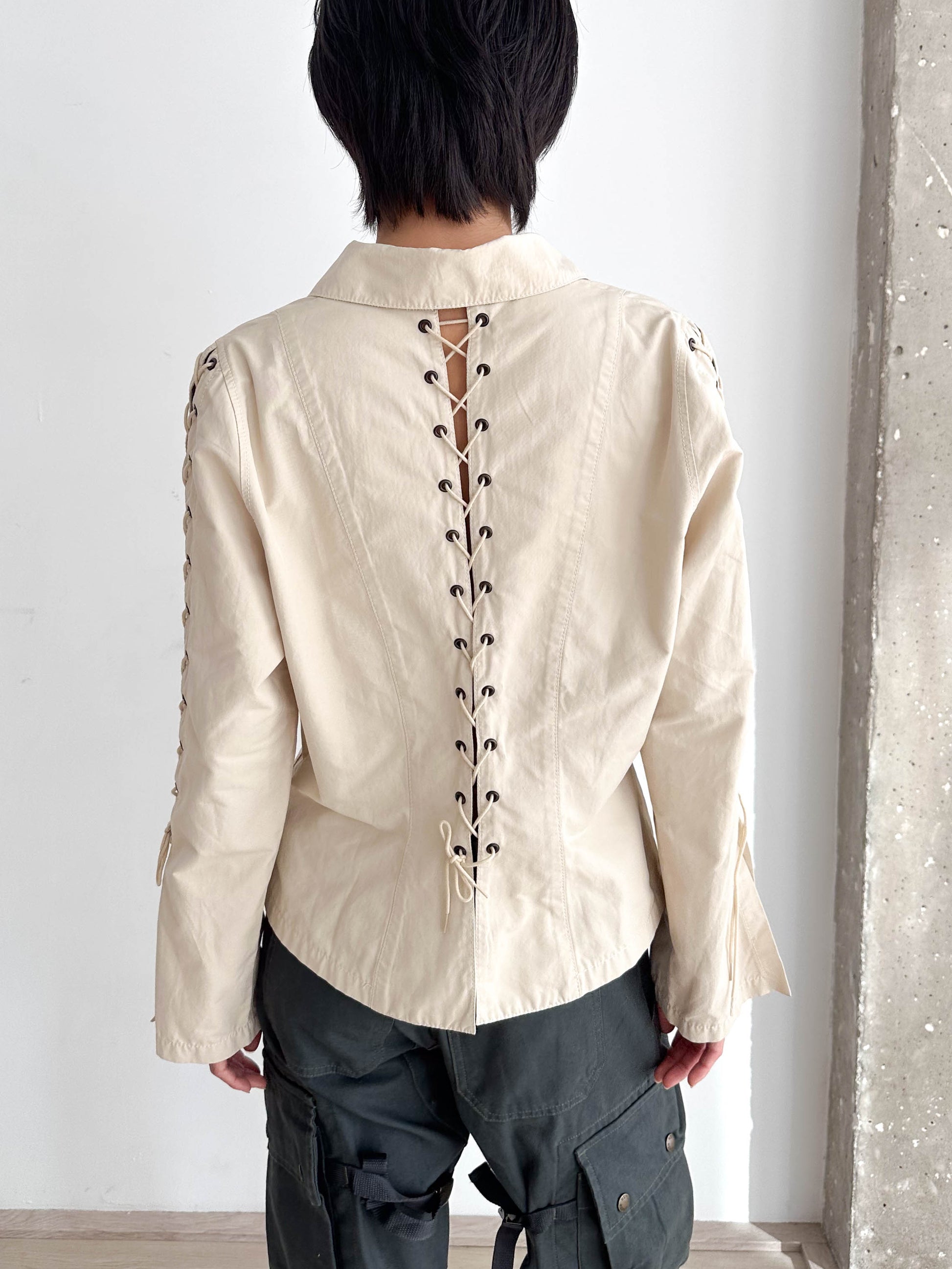 Lace up Cotton Shirt