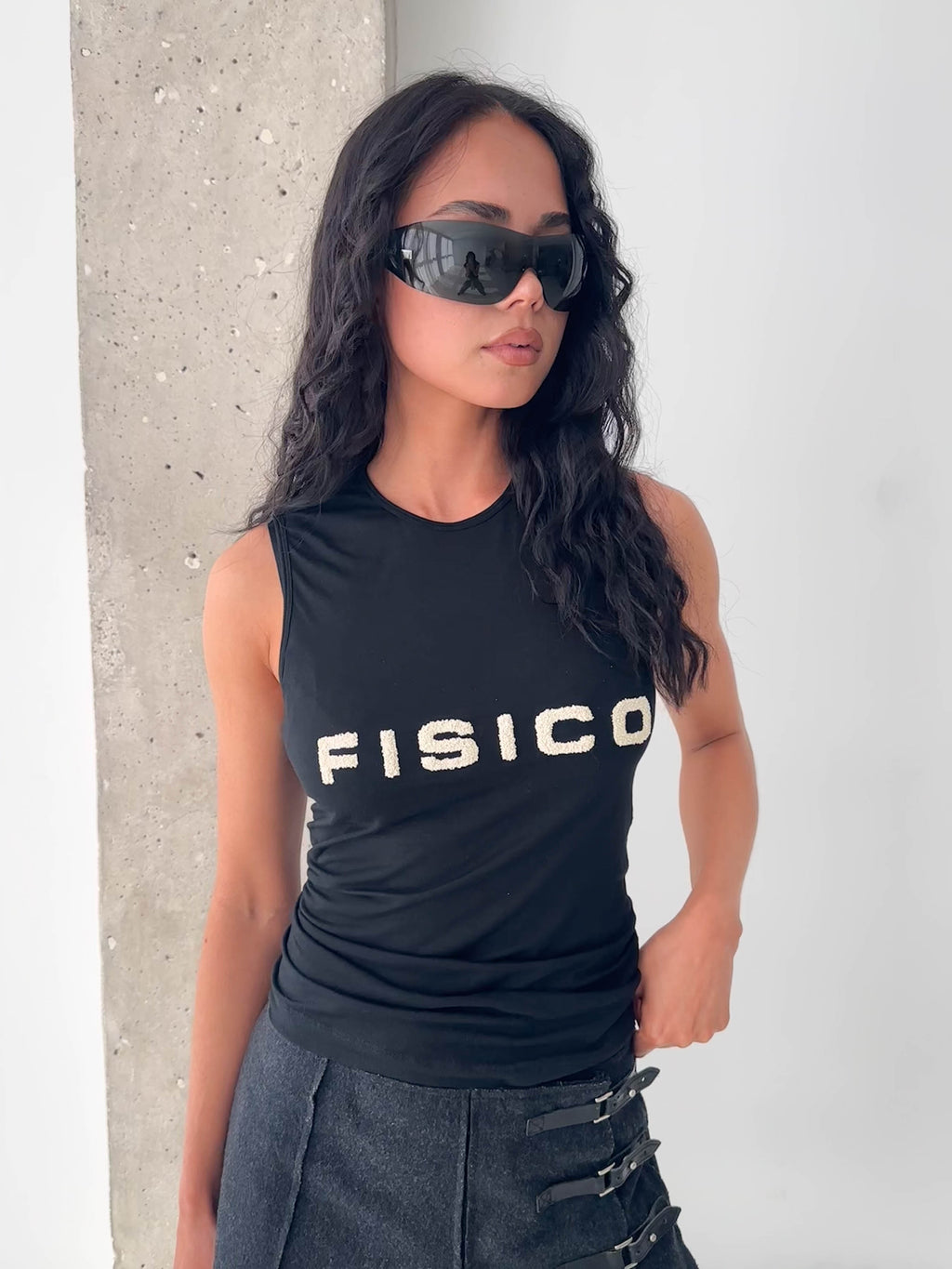 Fisico Black Logo Sleeveless Tank